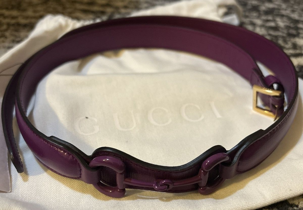Gucci Gucci Horsebit Leather Belt Purple Size 36 - 4 Thumbnail