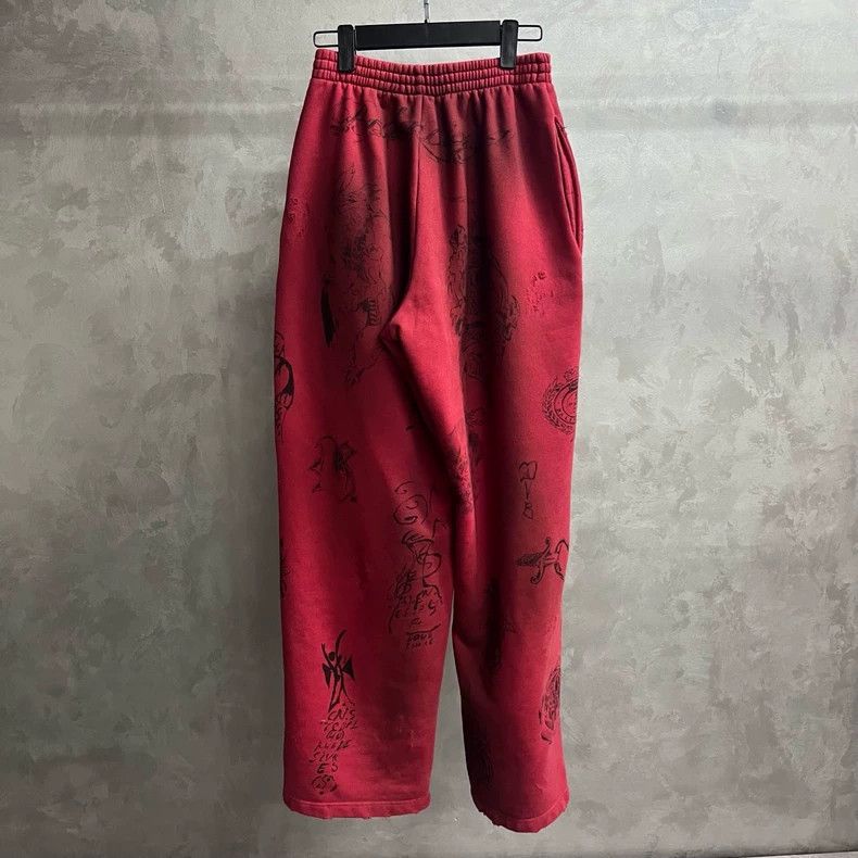 Balenciaga Balenciaga size XS Red graphic print elasticated waist-mid Size US 26 / EU 42 - 5 Thumbnail