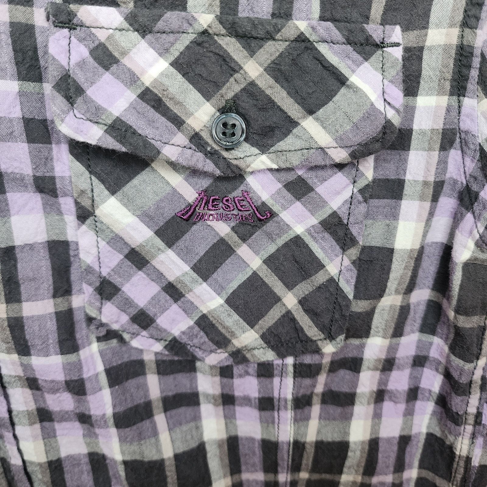 Diesel Diesel Y2K Women's S Long Fit Purple Plaid Shirt Size S / US 4 / IT 40 - 3 Thumbnail