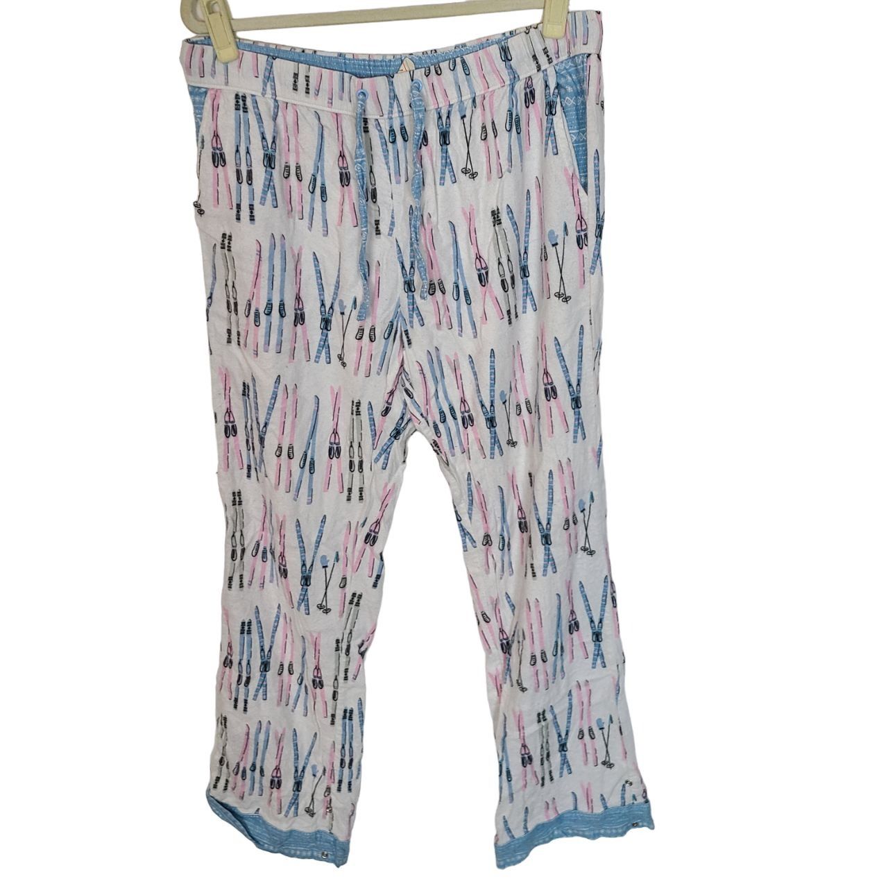Other Munki Munki Womens M White Ski Print Flannel 2-Piece Pajamas Size M / US 6-8 / IT 42-44 - 10 Thumbnail