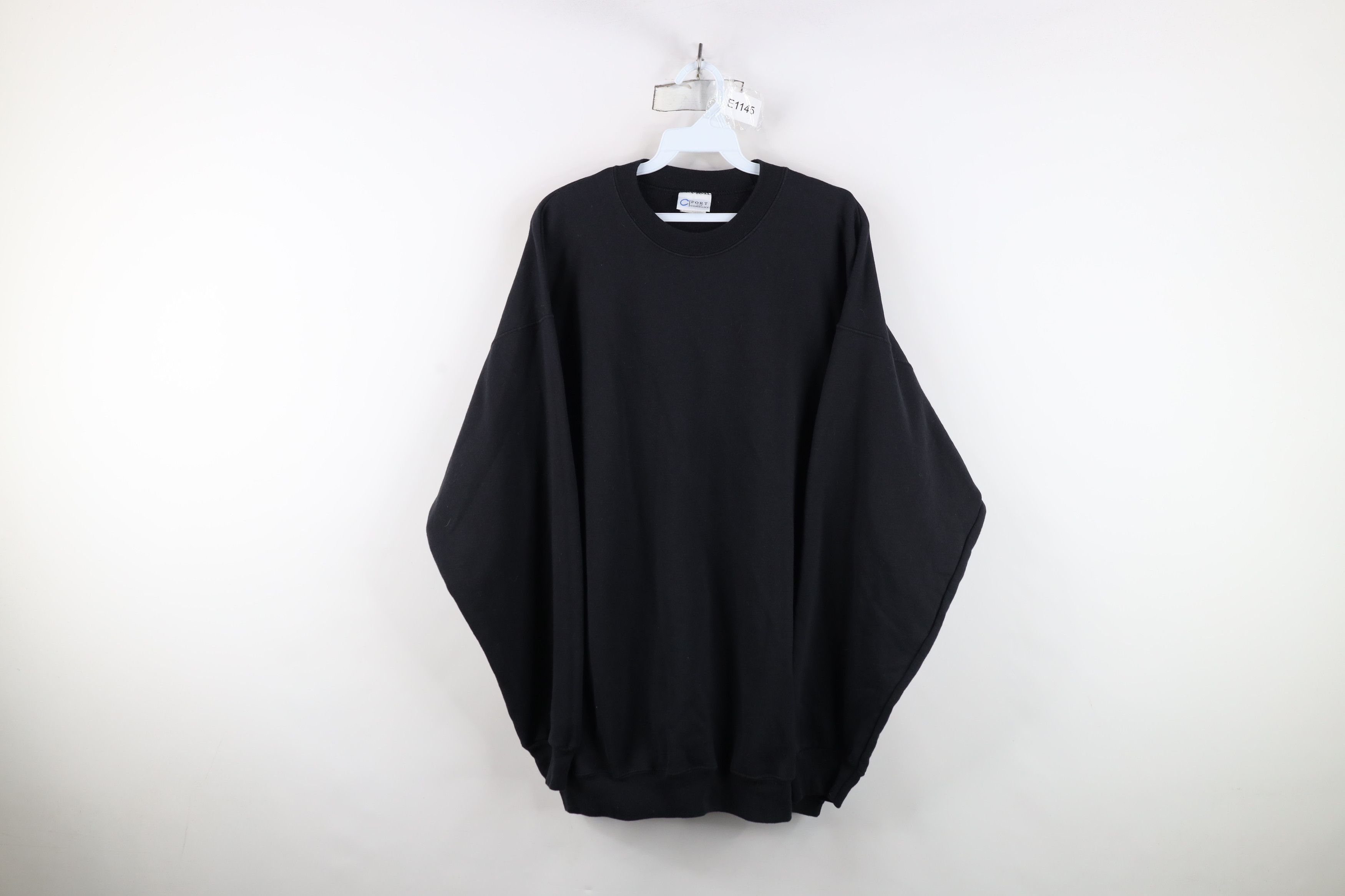 Vintage Vintage 90s Streetwear Blank Crewneck Sweatshirt Black Size US XL / EU 56 / 4 - 1 Thumbnail