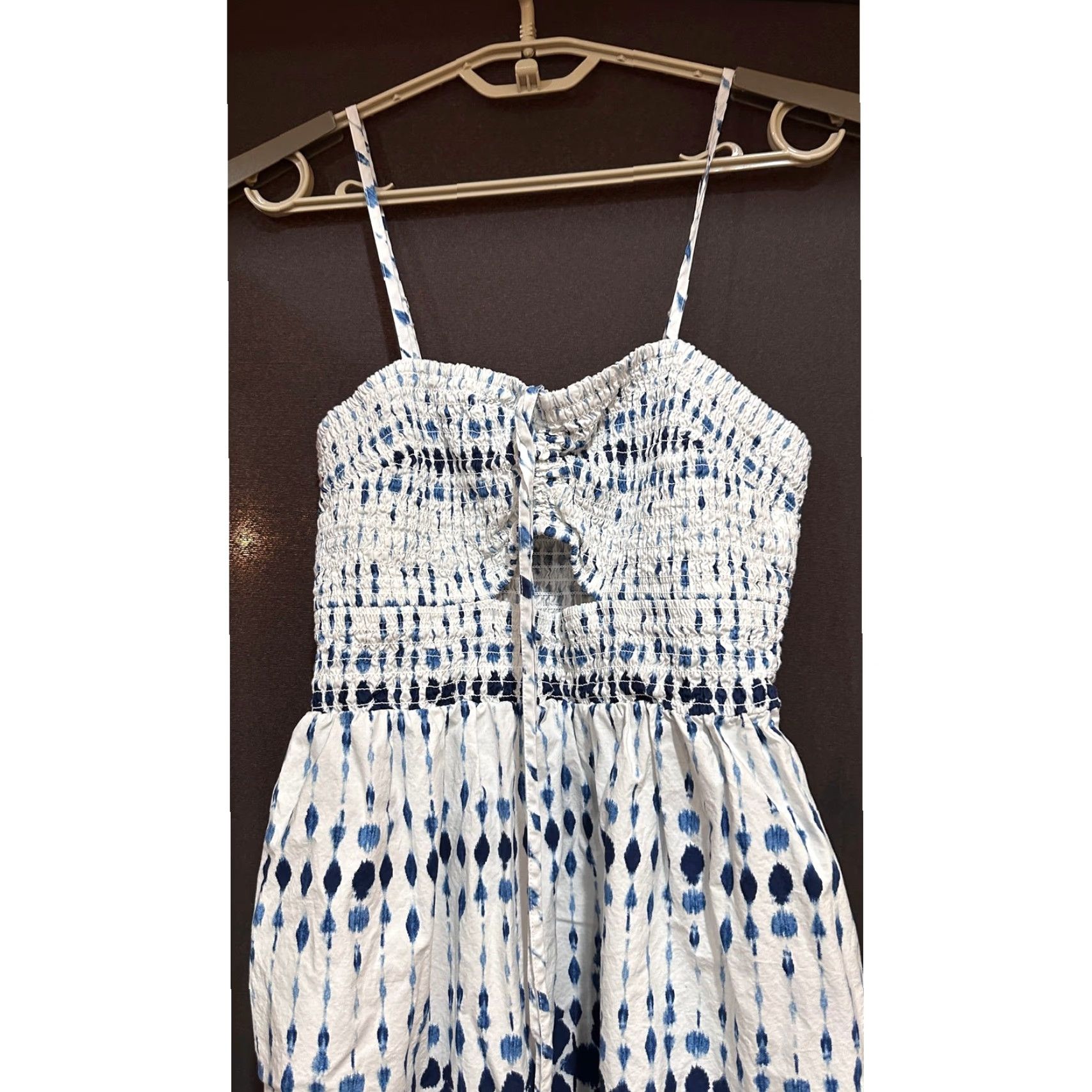 Vintage VINTAGE Universal Thread Women Maxi Dress M White Blue Smocked Boho 100% Cotton Ladies Dress Bohemian Beachy Festival Size M / US 6-8 / IT 42-44 - 4 Thumbnail