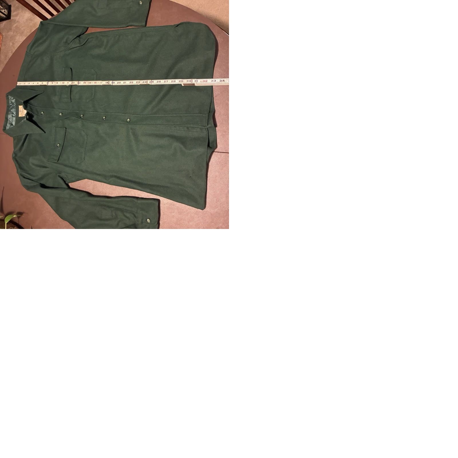 VINTAGE Pilgrim Button Down Shirt Mens Large 18.5 Green Wool Blend Flannel Shirt