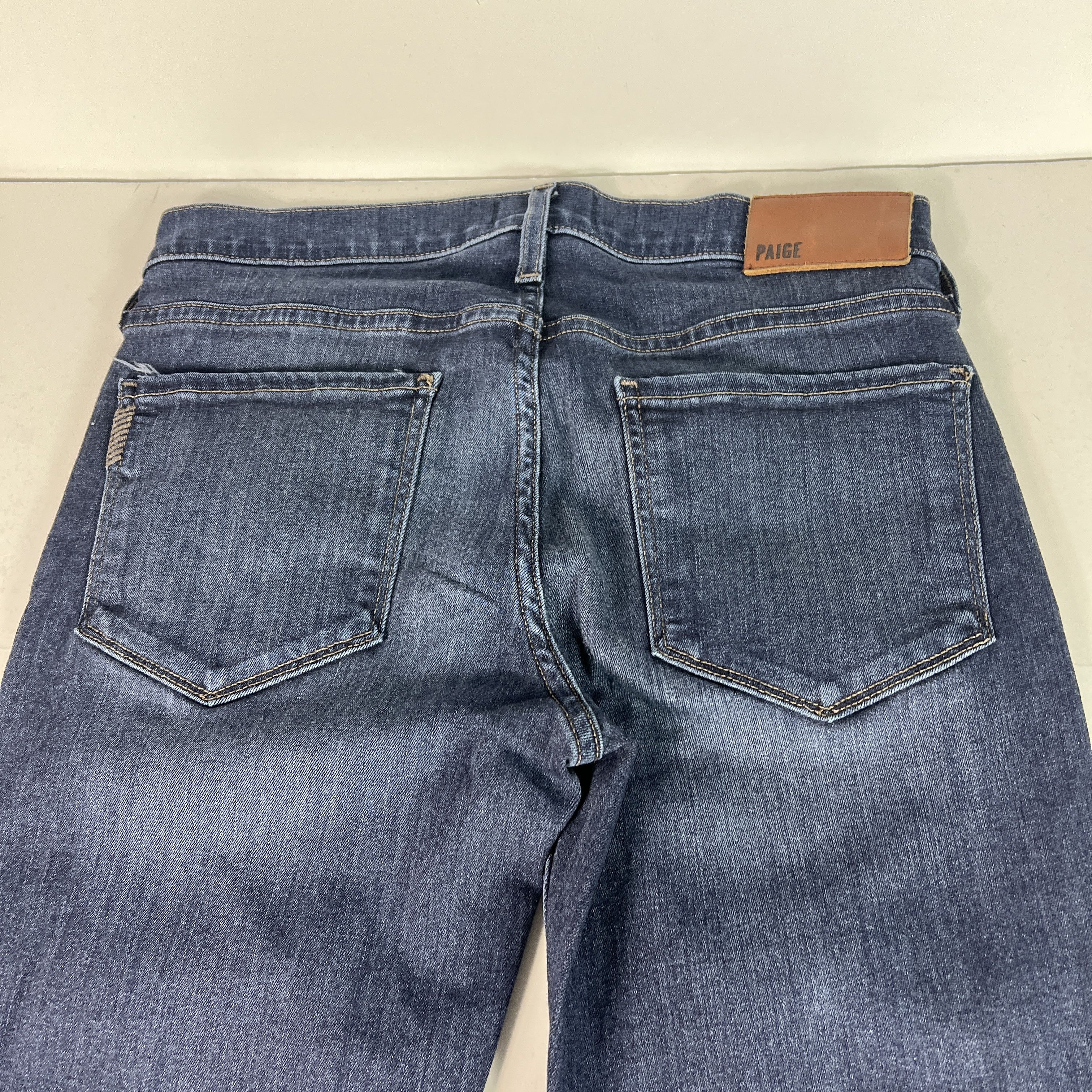 Paige Paige Jeans Lennox Slim Fit Straight Dark Blue Stretch Denim Size US 28 / EU 44 - 10 Thumbnail