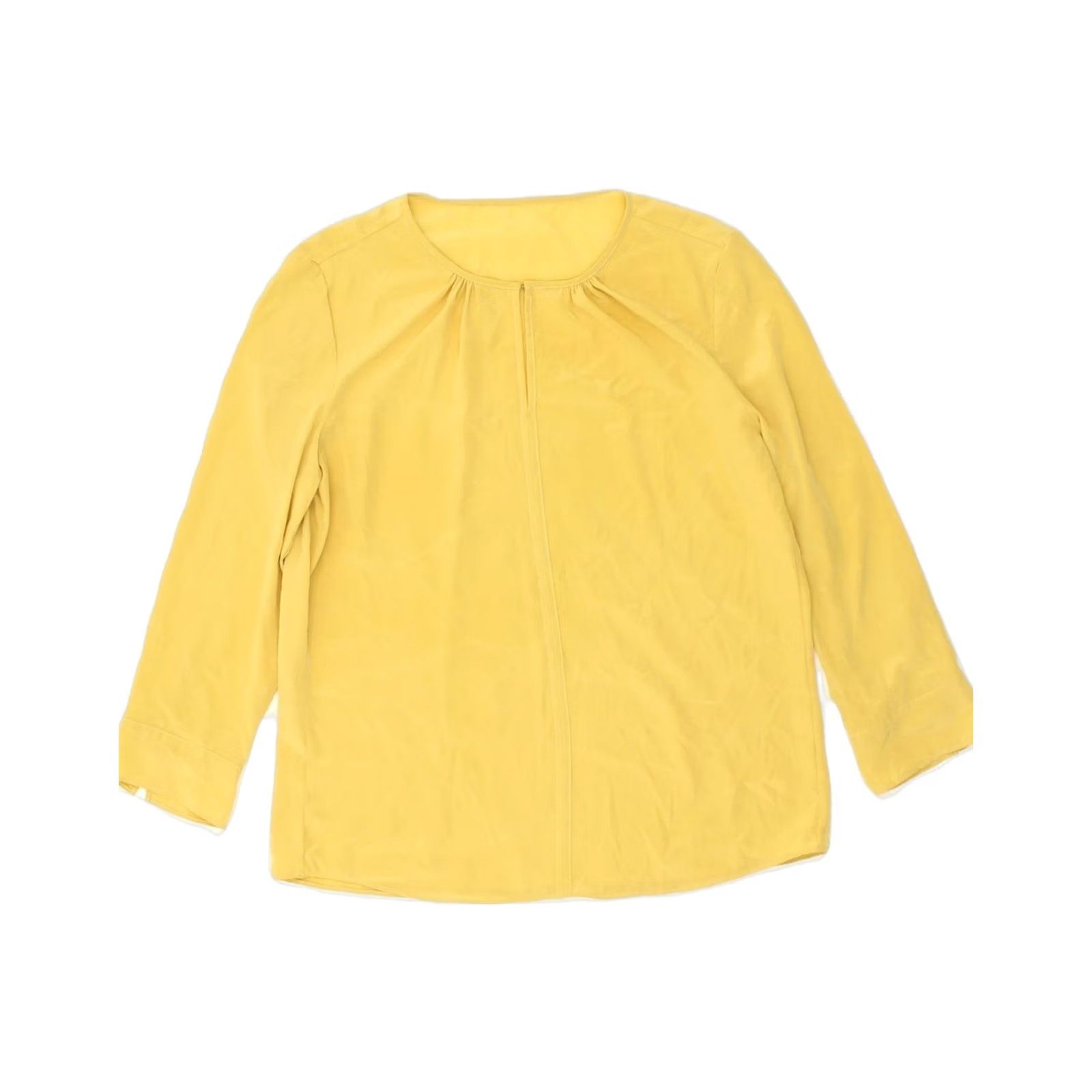 Vintage VINTAGE Yellow Blouse Womens Long Sleeve UK 14 Medium Polyester VR14 Size M / US 6-8 / IT 42-44 - 2 Thumbnail