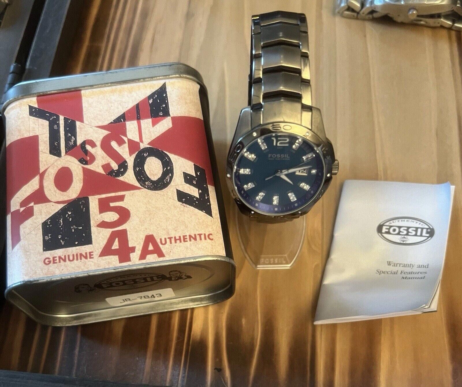 Fossil Fossil Blue Am-4117 Dark Gray Stainless Steel New Battery Size ONE SIZE - 1 Thumbnail