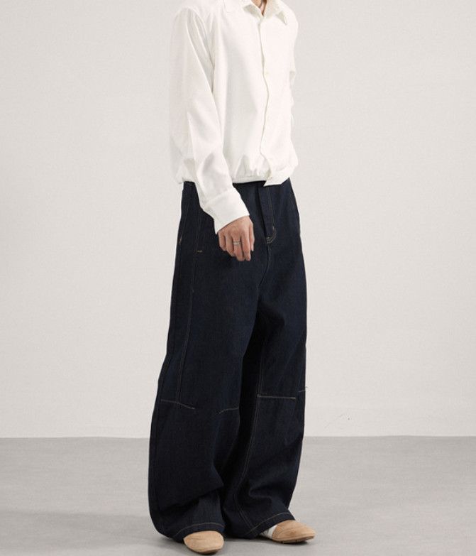Japanese Brand American high-street patchwork baggy wide-leg curved jeans Size US 32 / EU 48 - 3 Thumbnail