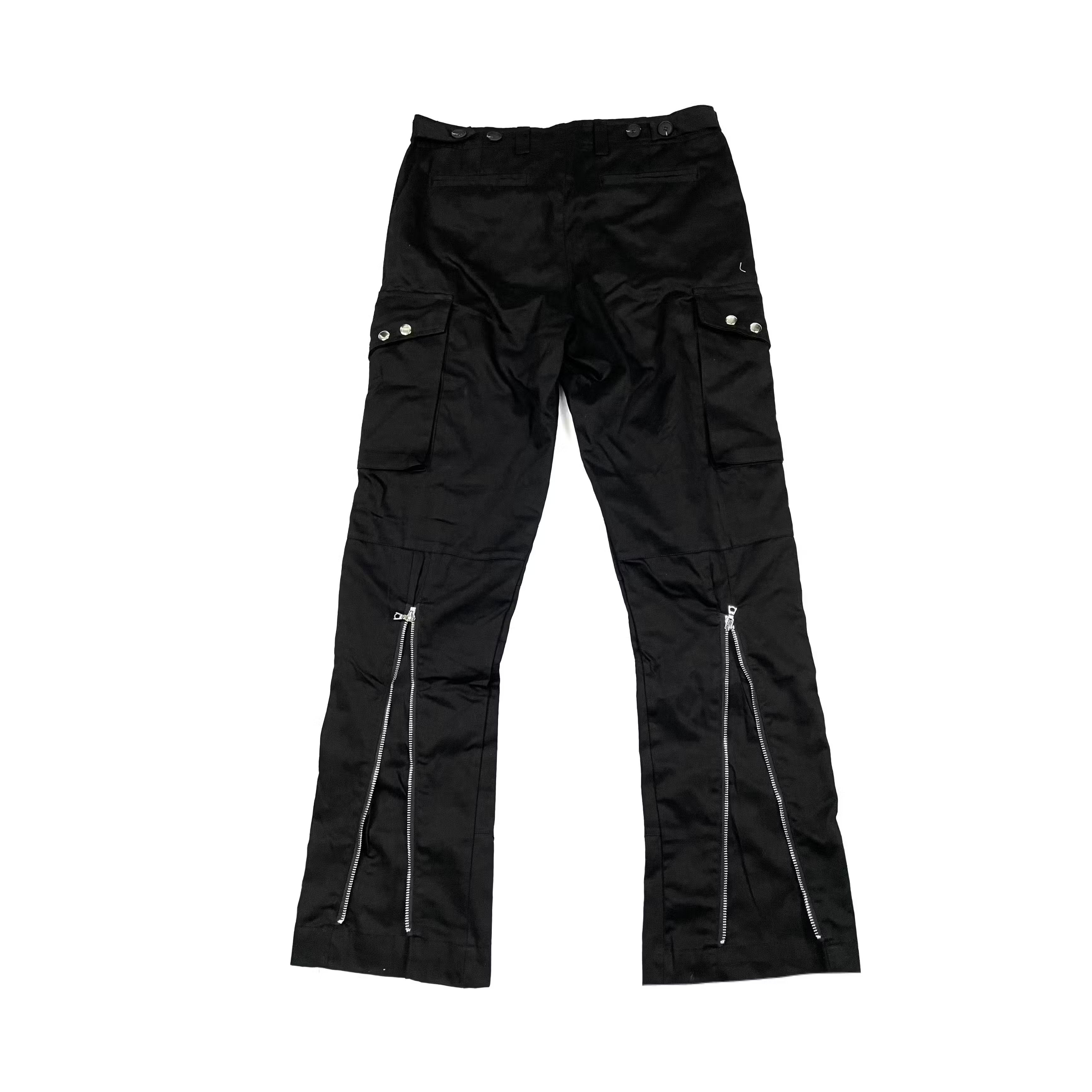 image of Vintage Zipper Rivet Flared Yuppie Punk Remake Cargo Pants in Black, Men's (Size 30)