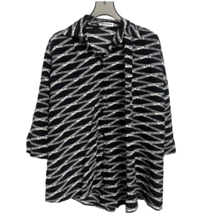 Balenciaga Balenciaga Silk Shirt with Logo Print Size US S / EU 44-46 / 1 - 1 Thumbnail