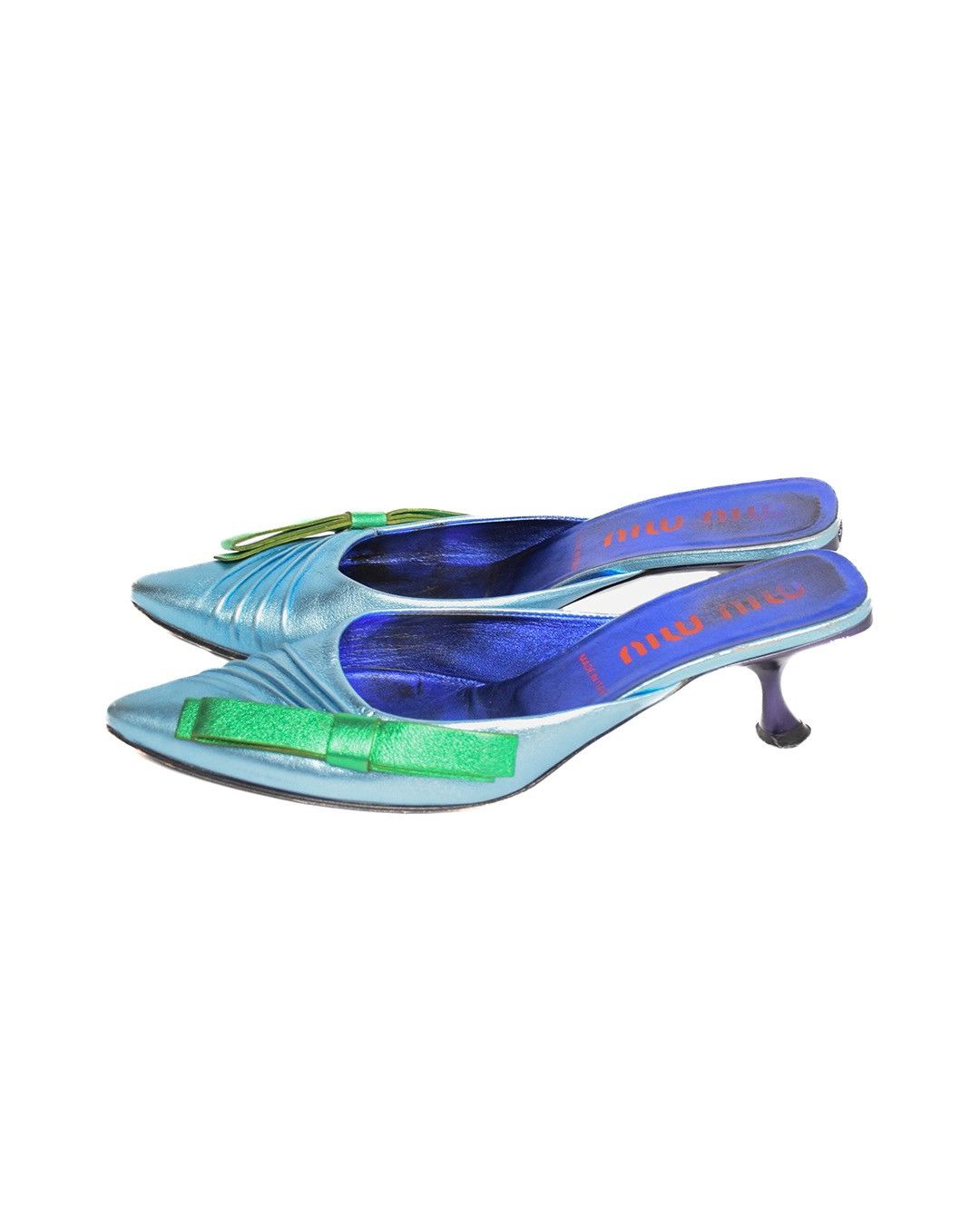 Miu Miu Miu Miu S/S2000 Bow Metallic Leather Mules Size US 8 / IT 38 - 6 Thumbnail