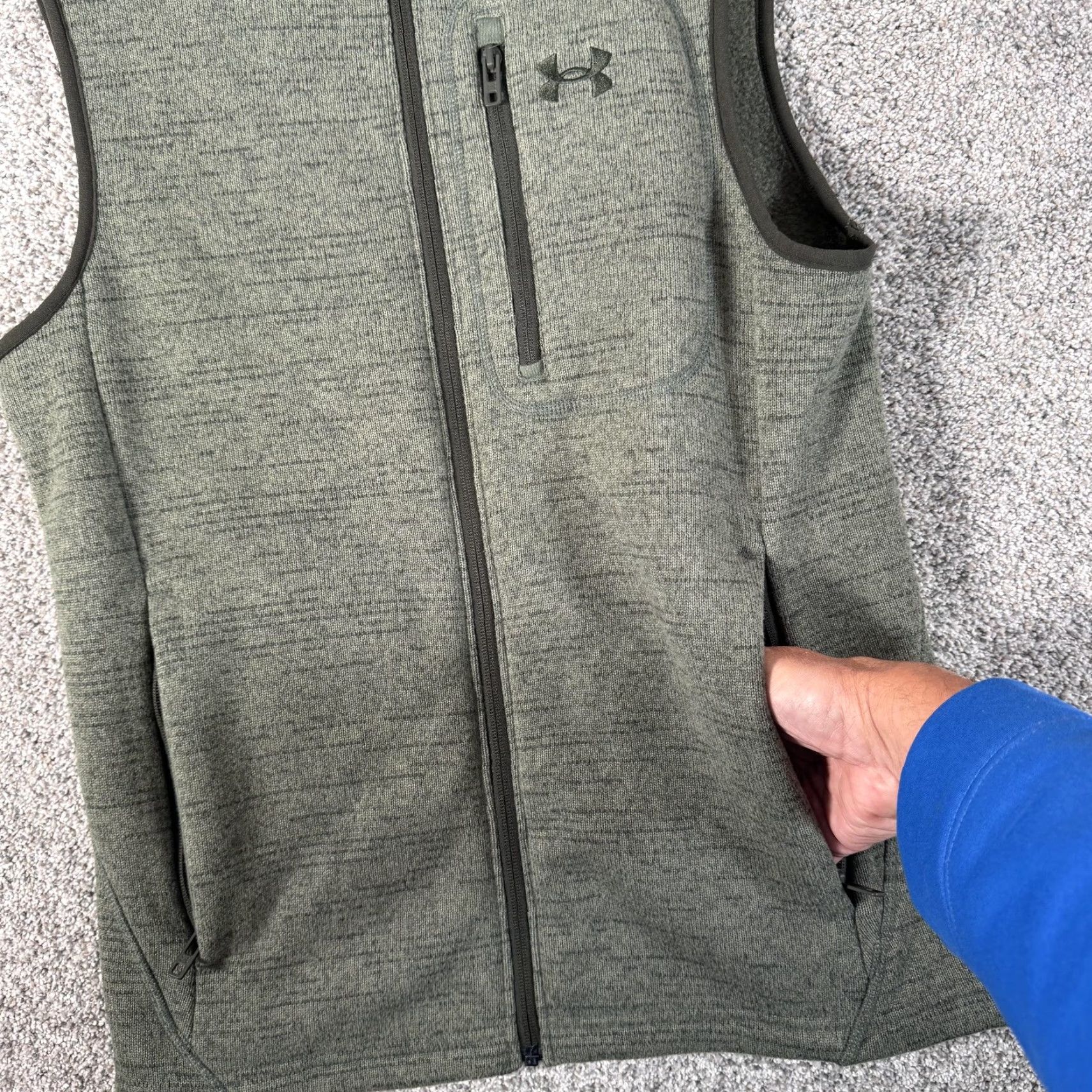 Under Armour Under Armour Vest Mens Small Green Heather Full Zip Sweater Fleece Chest Pocket Size US S / EU 44-46 / 1 - 5 Thumbnail