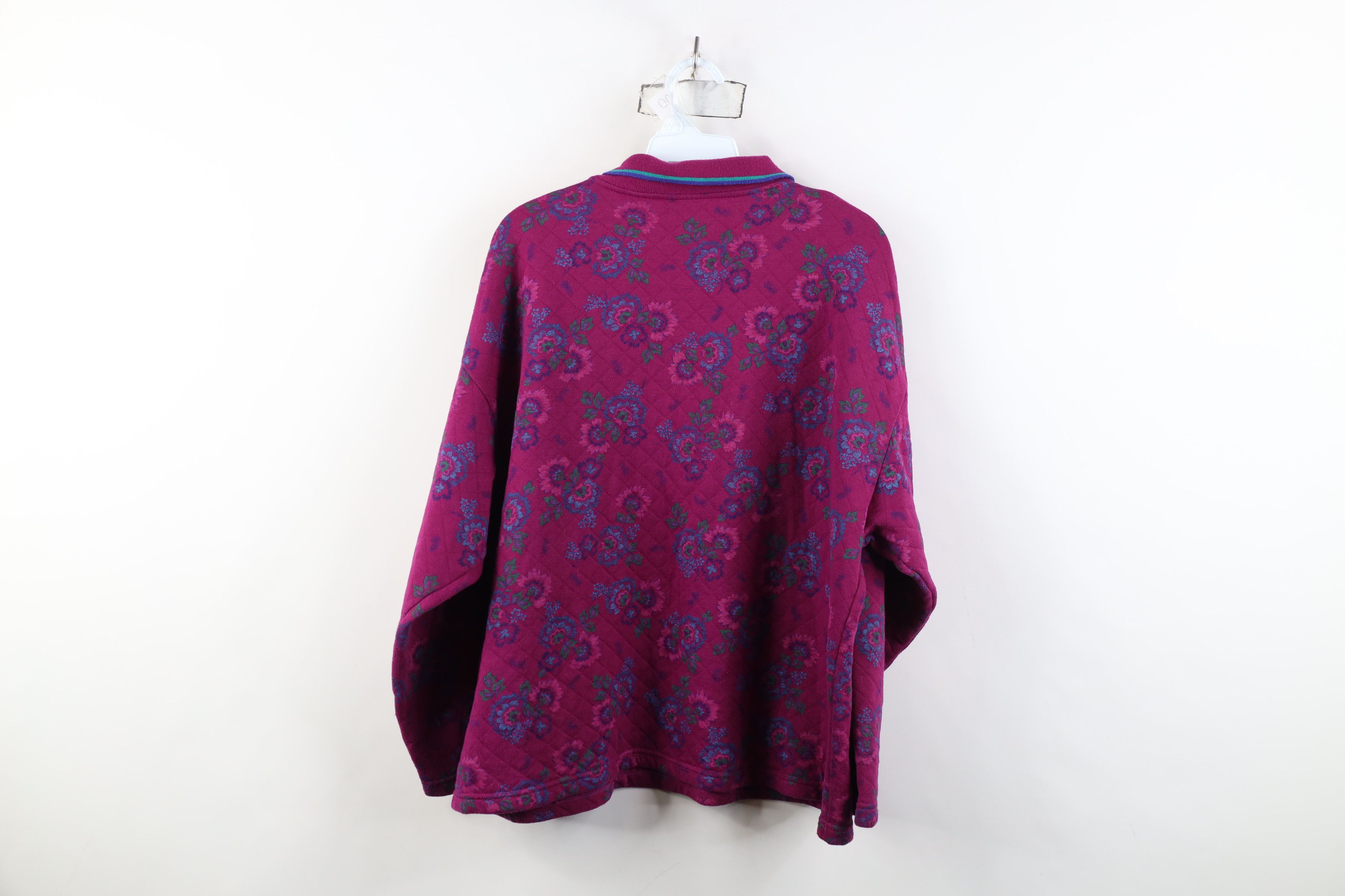 Vintage Vintage 90s Streetwear Flower Collared Sweatshirt Size L / US 10 / IT 46 - 8 Thumbnail
