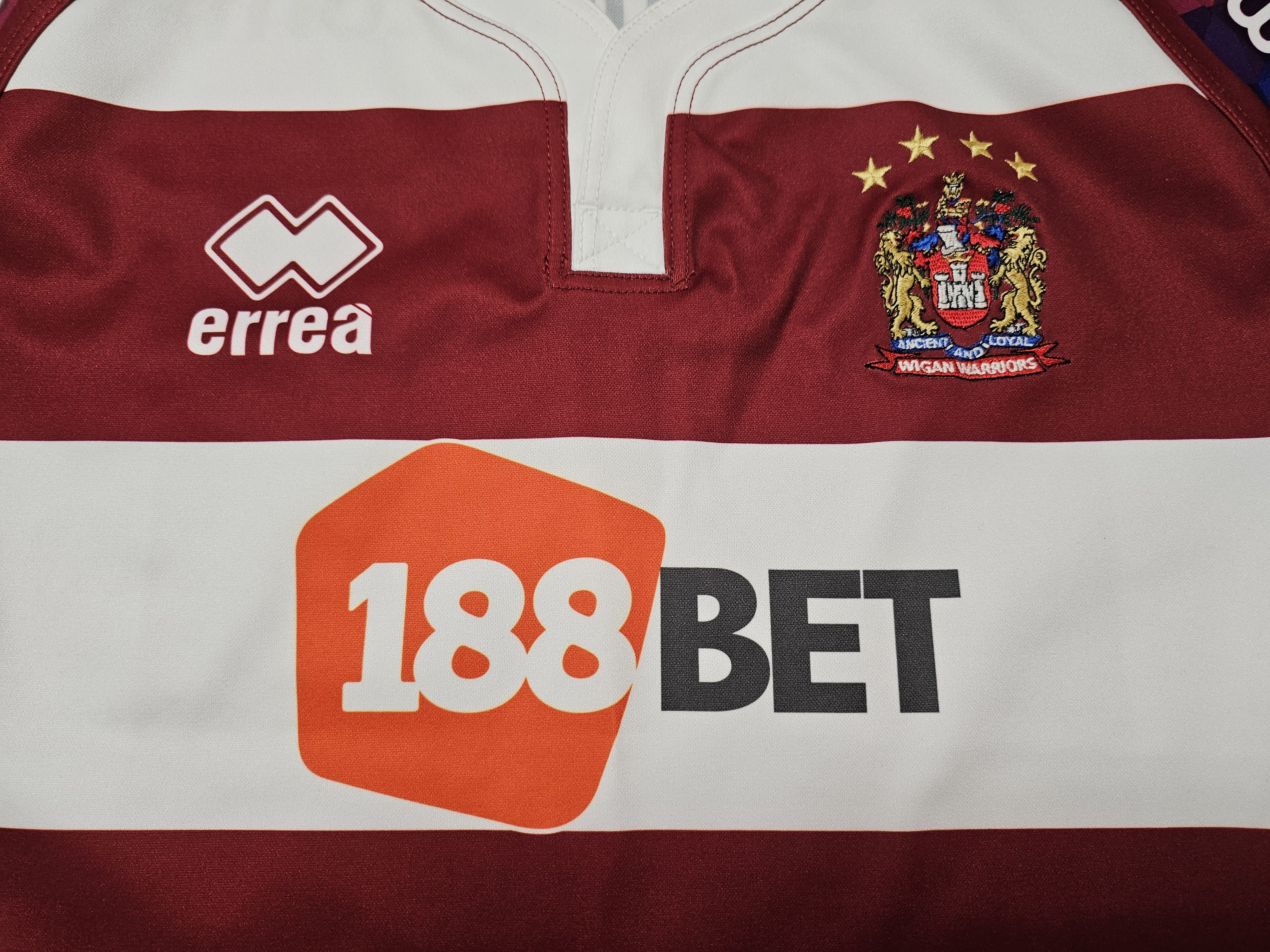 Errea WIGAN WARRIORS 2016 2018 JERSEY ENGLAND RUGBY JERSEY RUGBY Size US M / EU 48-50 / 2 - 3 Thumbnail
