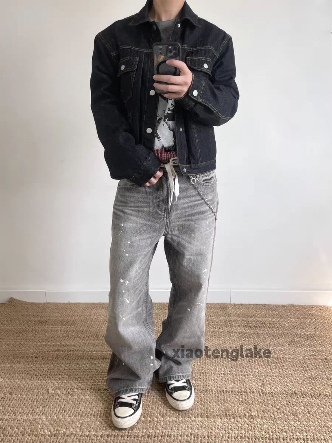 Jean Custom distressed faded loose baggy yuppie paint jeans Size US 32 / EU 48 - 5 Thumbnail