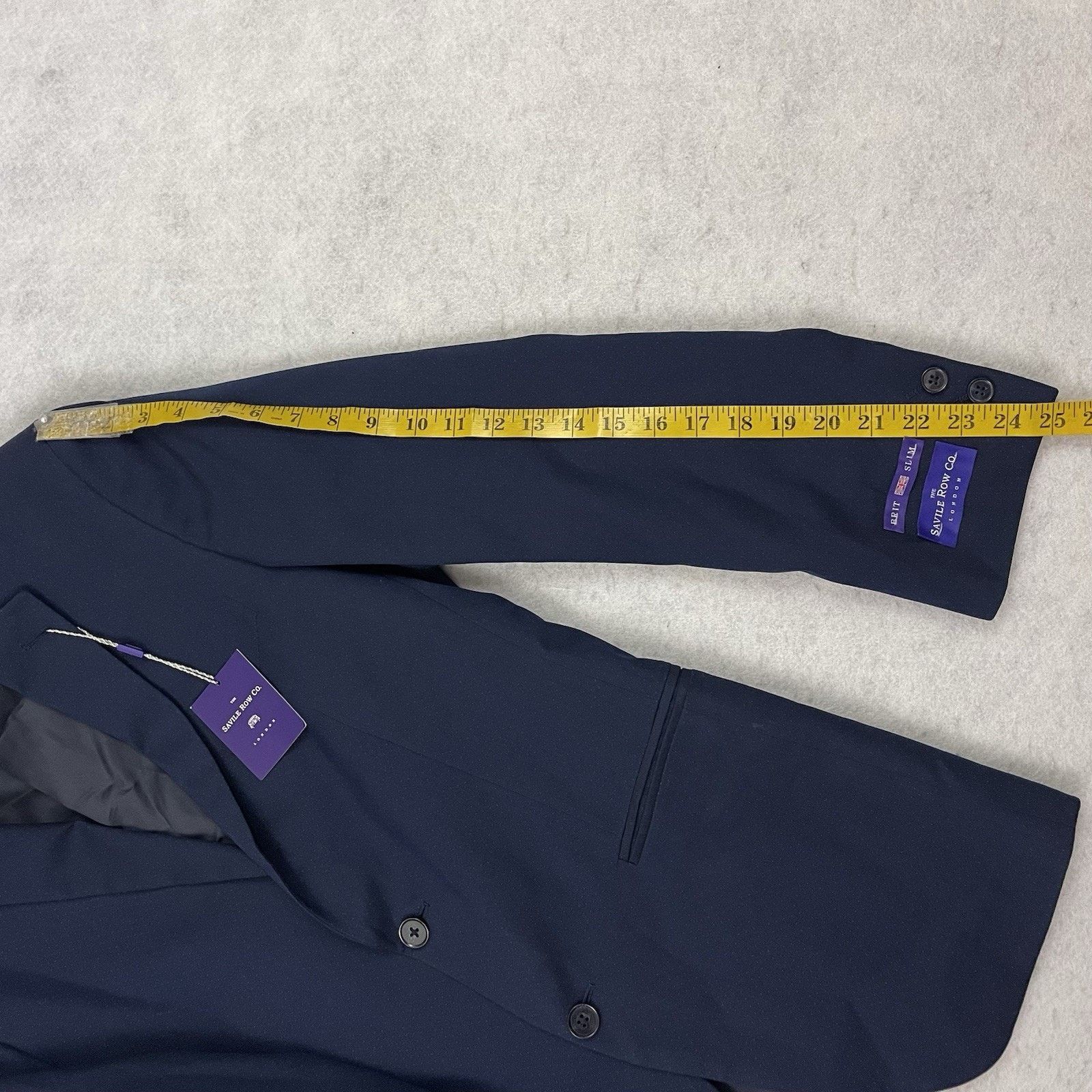 Savile Row Savile Row Co Blazer Mens 40R Blue Slim Fit Stretch 2 Button Size 40R - 8 Thumbnail