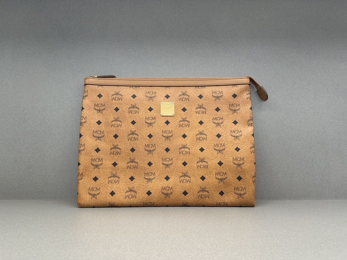 MCM MCM Visetos Large Zip Pouch Cognac Size ONE SIZE - 2 Thumbnail