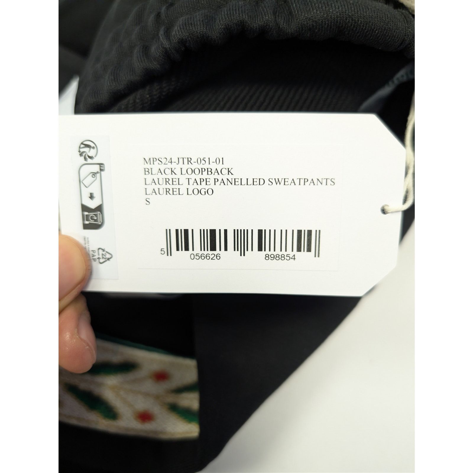 Casablanca o1rshd1 Black Loopback Laurel Tape Panelled Sweatpants Size US 30 / EU 46 - 22 Thumbnail