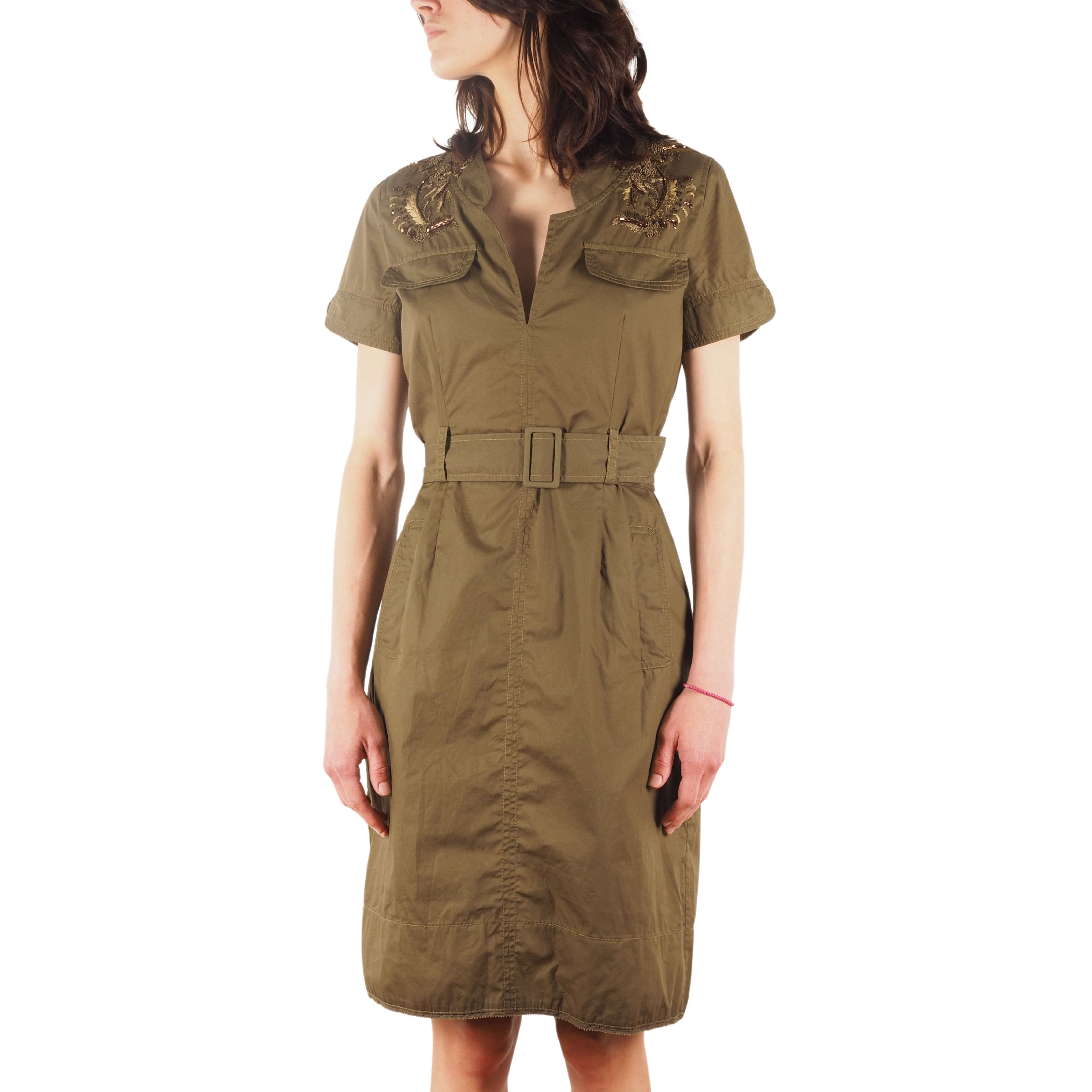 Christian Lacroix Christian Lacroix Vintage Cotton Khaki Embroidery Dress Size M / US 6-8 / IT 42-44 - 2 Thumbnail