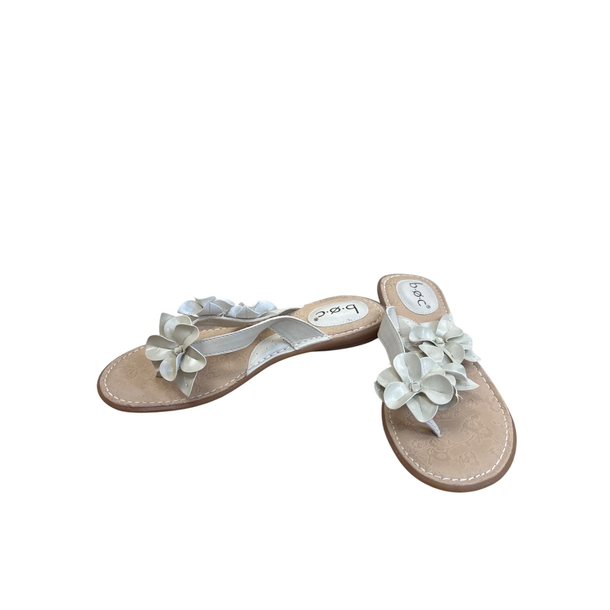 Born B.O.C Womens Light Green & Tan Floral Slip-On Sandals Size 8 Size US 8 / IT 38 - 2 Thumbnail