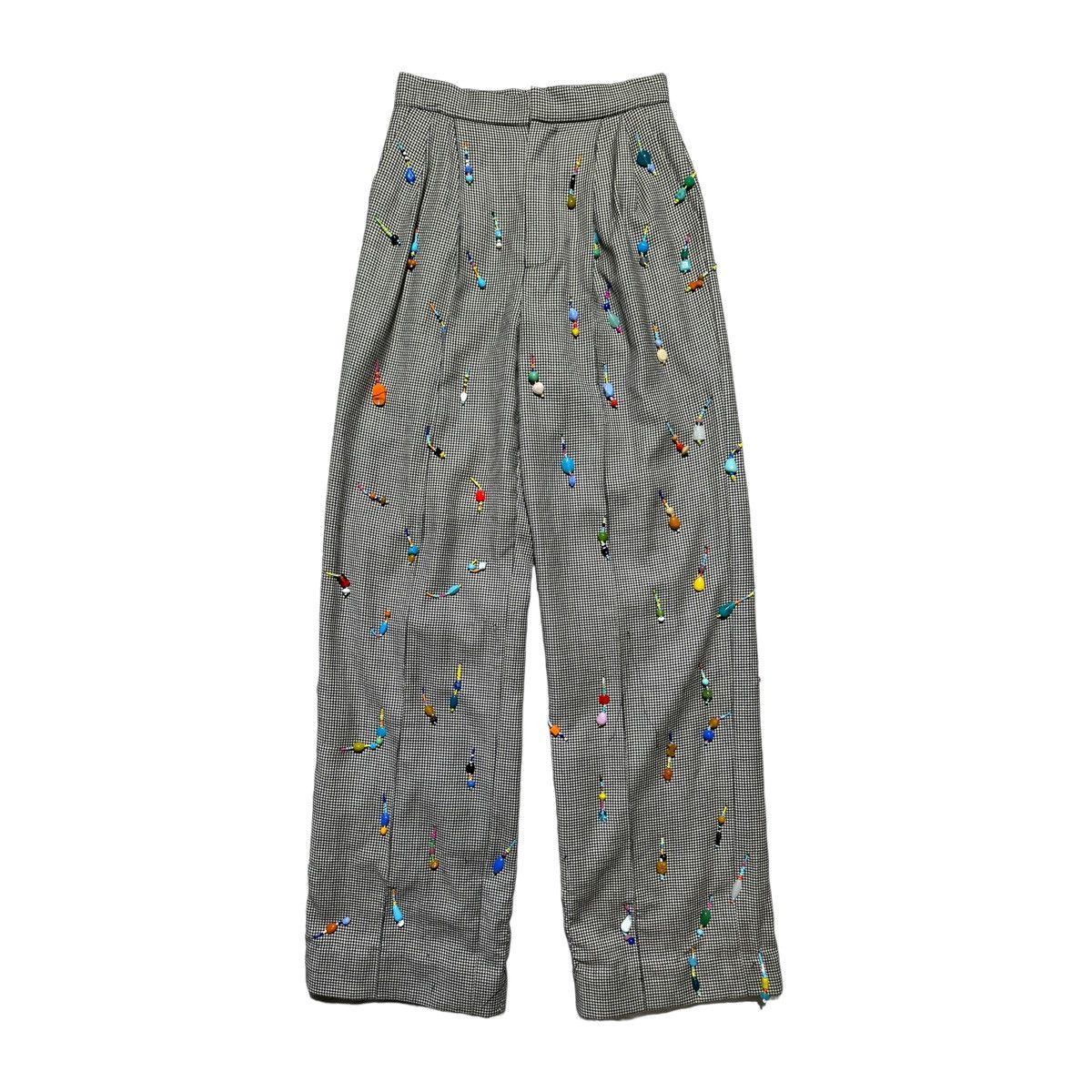 image of Marshall Columbia $2,200 Hand Beaded Houndstooth Trouser in Grey, Men's (Size 29)