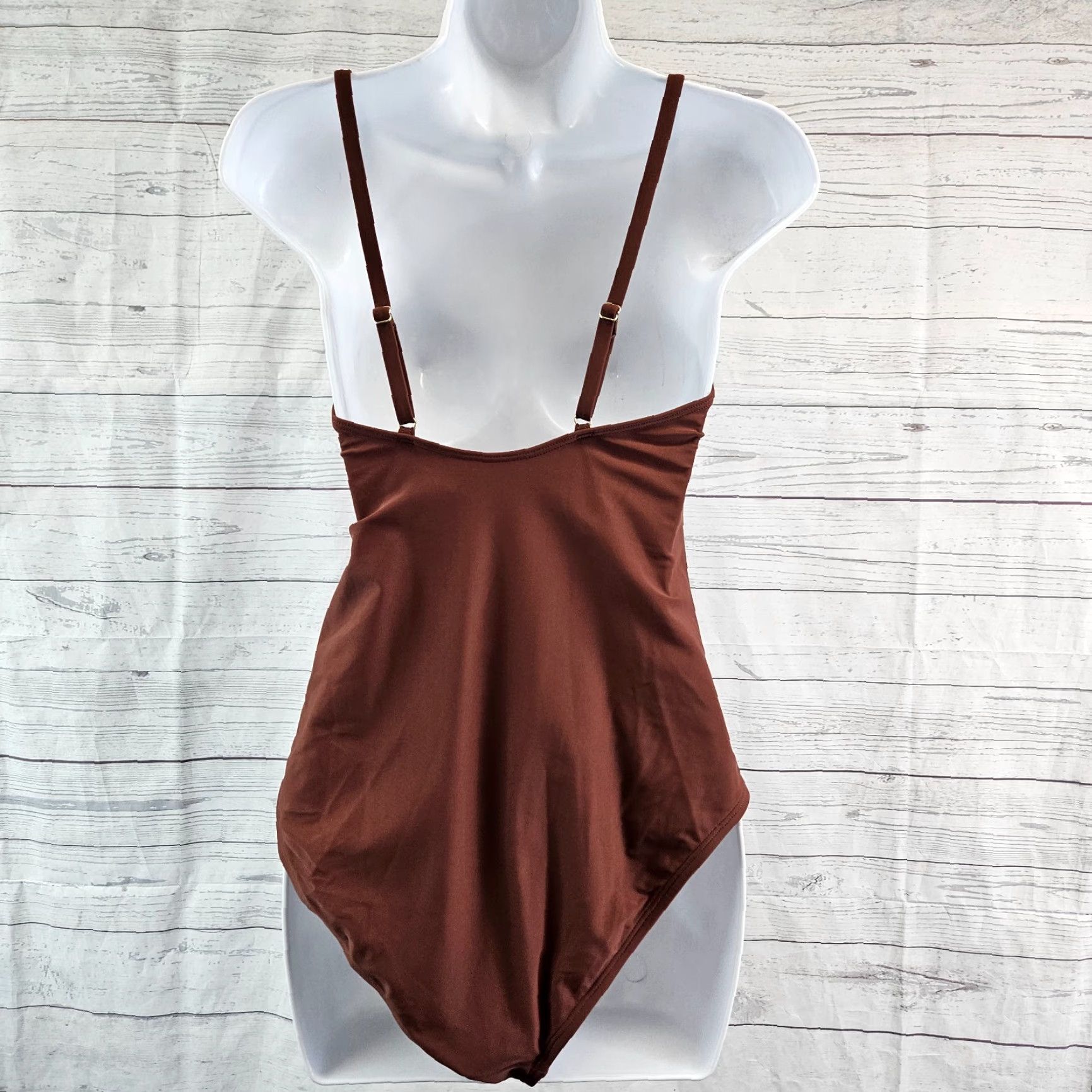 Vintage Kona Sol One Piece Swimsuit Womens M Solid Brown Medium Seat Coverage Size ONE SIZE - 3 Thumbnail