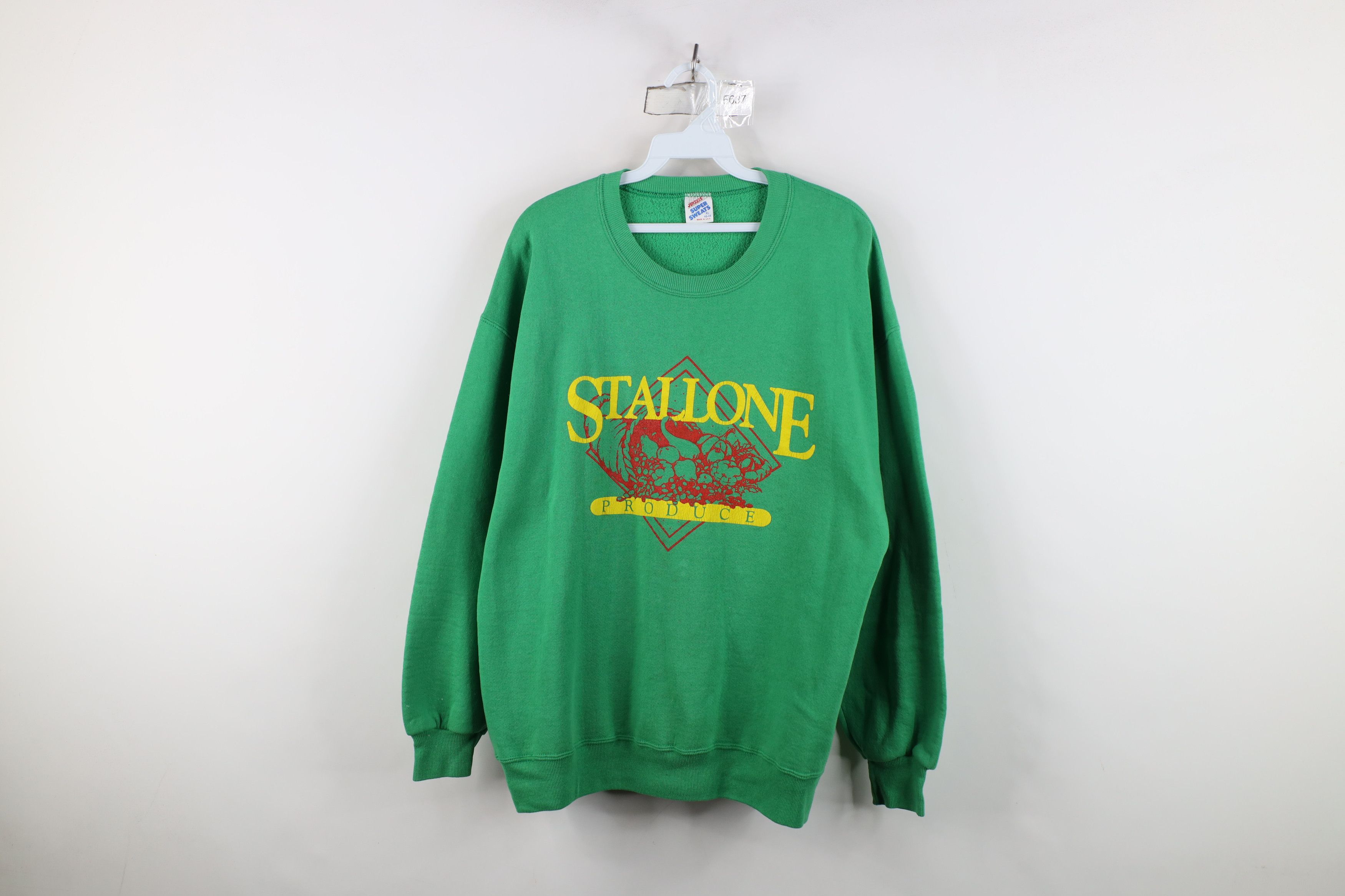 Vintage Vintage 90s Streetwear Produce Farmer Sweatshirt Green USA Size US XL / EU 56 / 4 - 1 Thumbnail