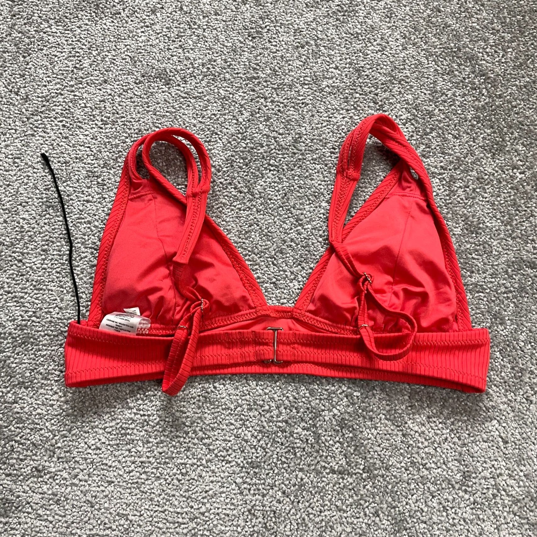 Vintage Shade & Shore Women's Medium Red Textured Bikini Top - Adjustable Spaghetti Strap Beach Swimwear Size M / US 6-8 / IT 42-44 - 2 Thumbnail