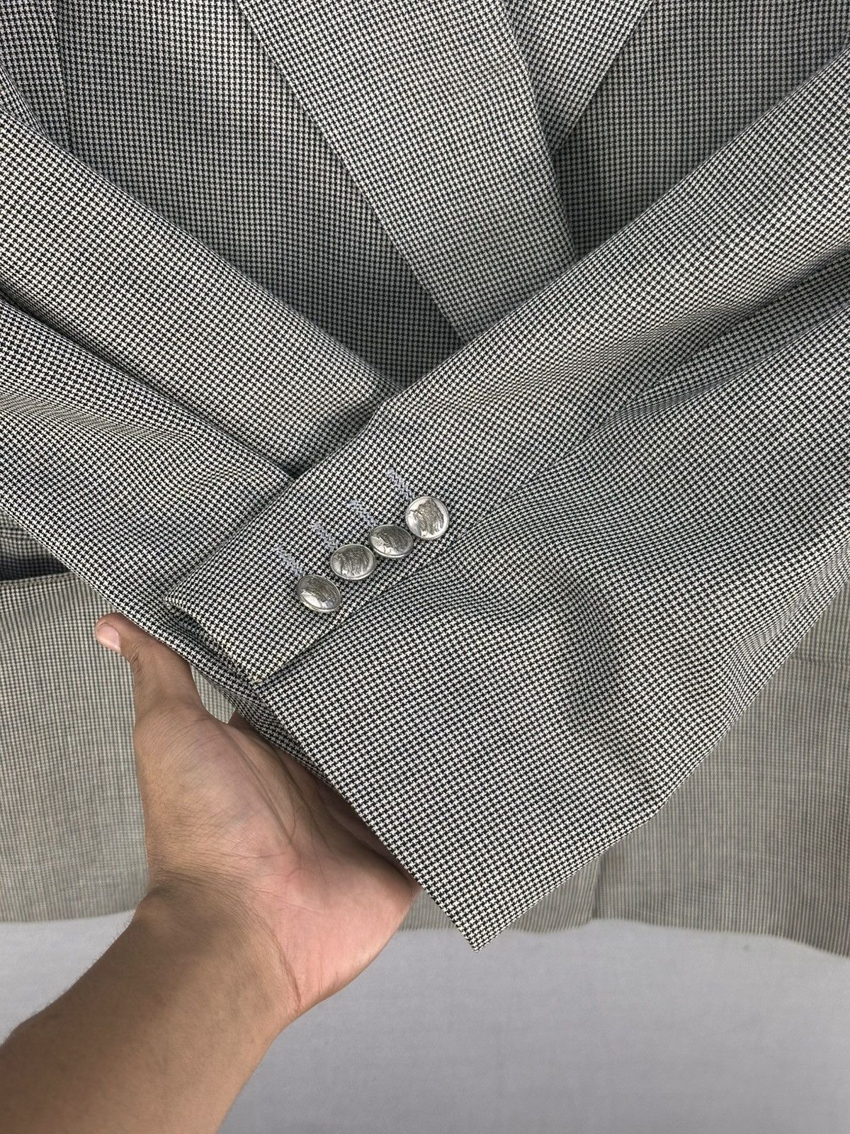 Burberry Vintage Burberrys Houndstooth Silk & Kid Mohair Coat Jacket Size US L / EU 52-54 / 3 - 10 Thumbnail