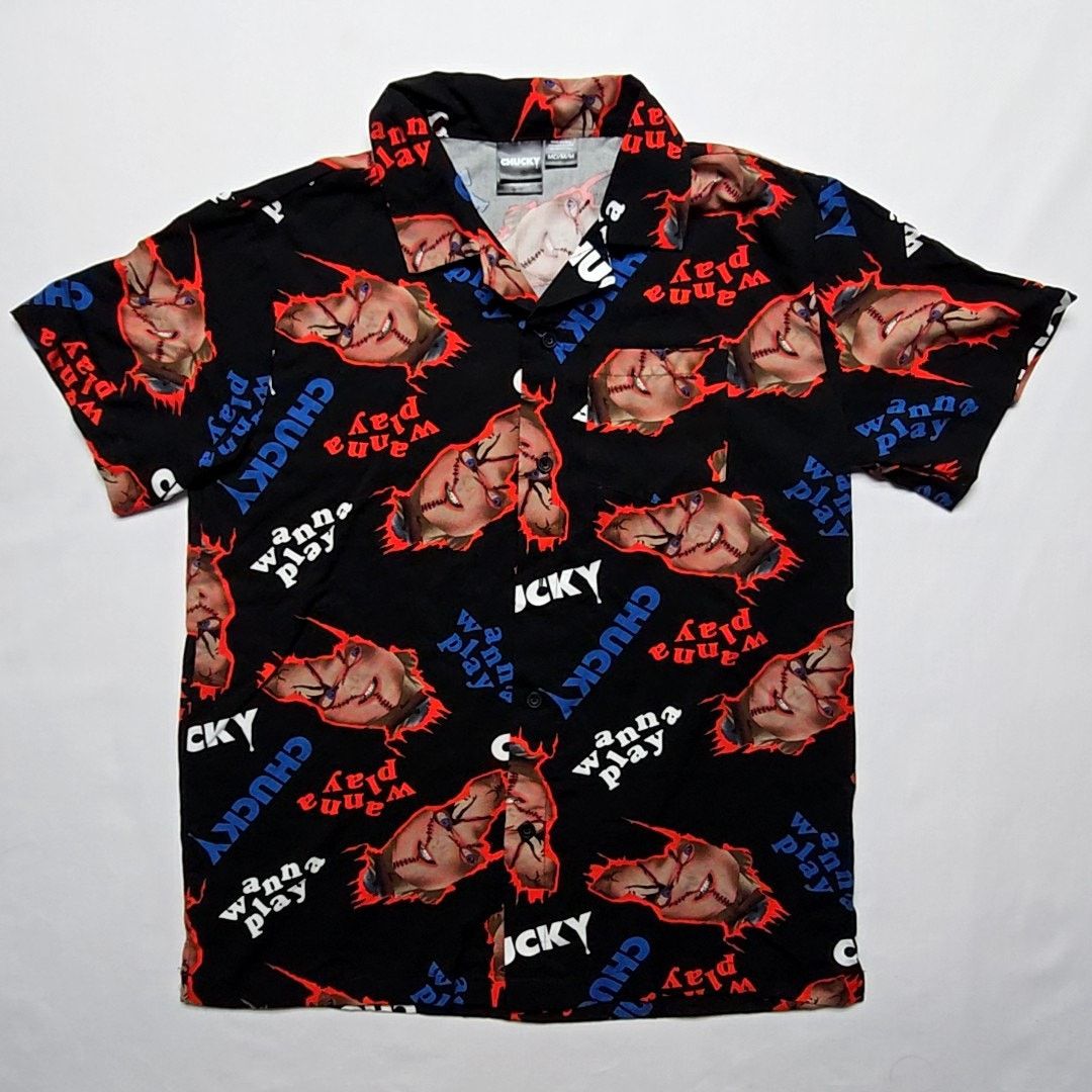 Other Chucky Horror Movie Shirt Wanna Play AOP Medium Button Up Size US M / EU 48-50 / 2 - 1 Thumbnail