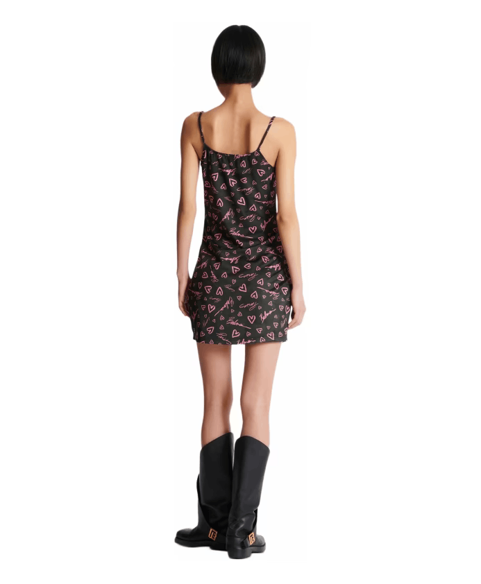 Balmain o1s1wg110725 Short Velvet Dress in Black/Multi Size L / US 10 / IT 46 - 7 Thumbnail