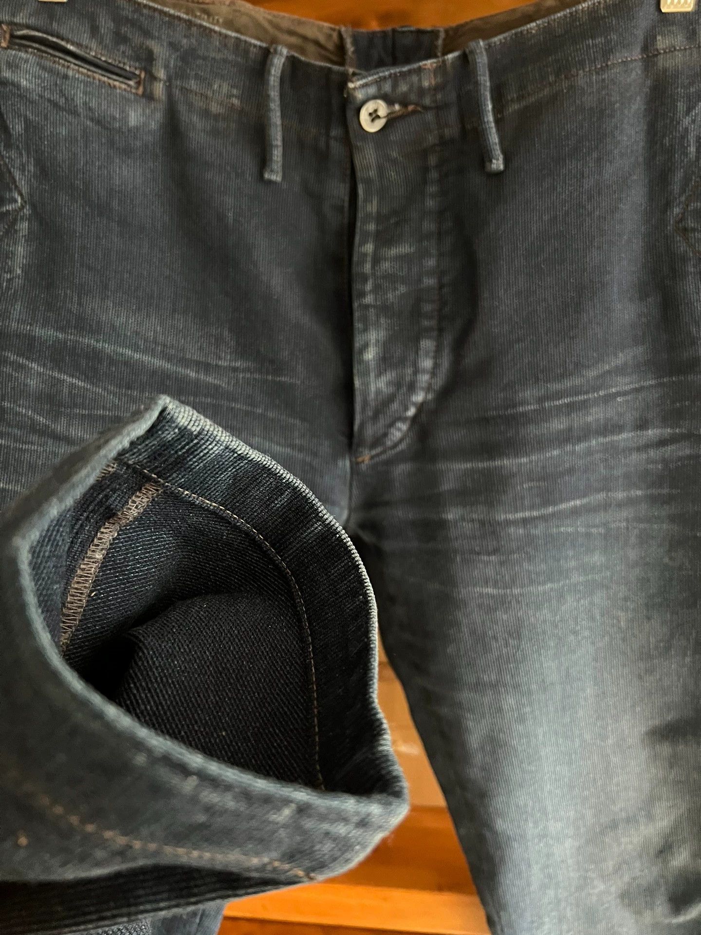 RRL Ralph Lauren RRL Double RL Washed Indigo Corduroy Tapered Officer Pants Size US 32 / EU 48 - 4 Thumbnail