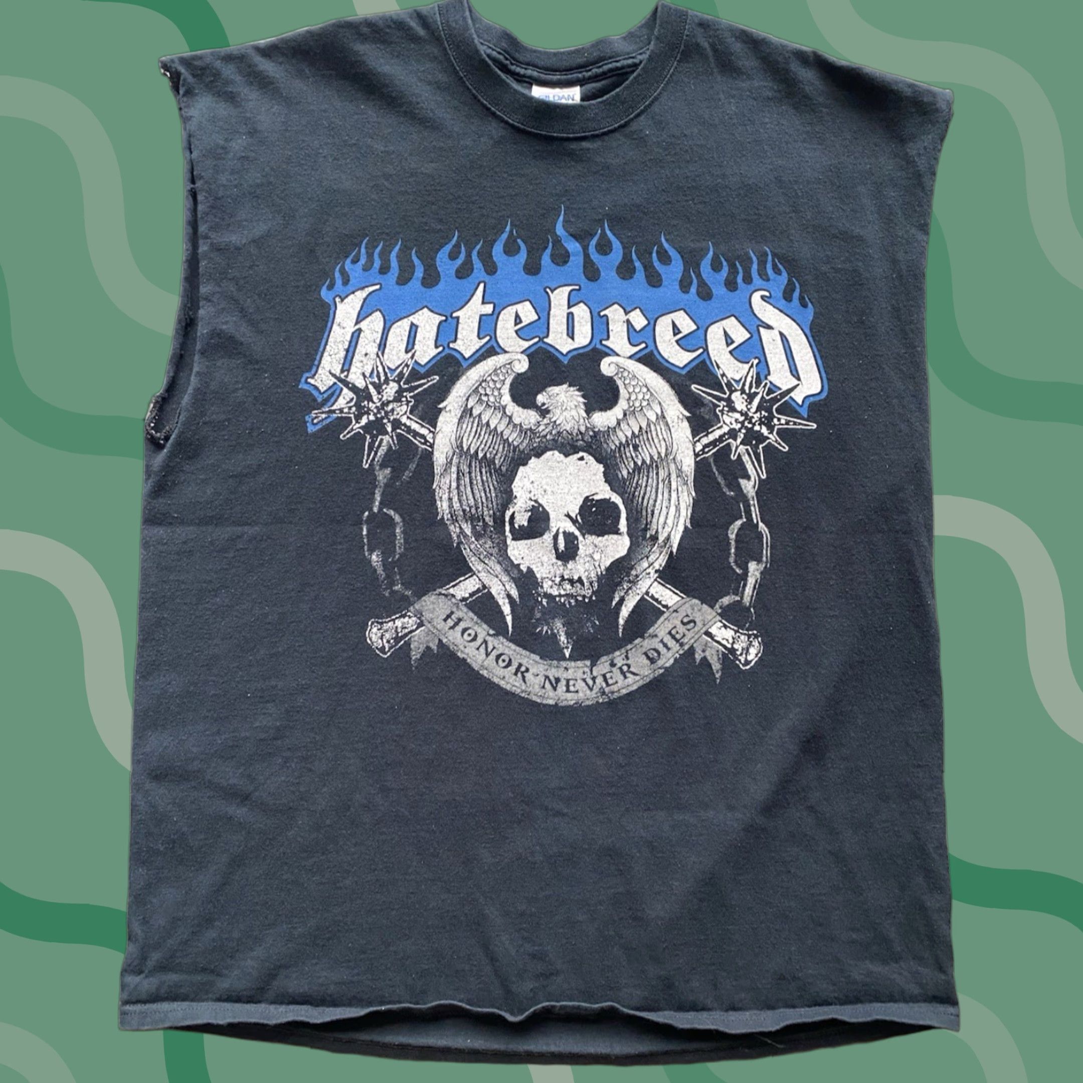 Gildan Hatebreed Honor Never Dies Cut Off Sleeveless T Shirt Black Gildan Men’s XL Band Mens Size US XL / EU 56 / 4 - 1 Thumbnail