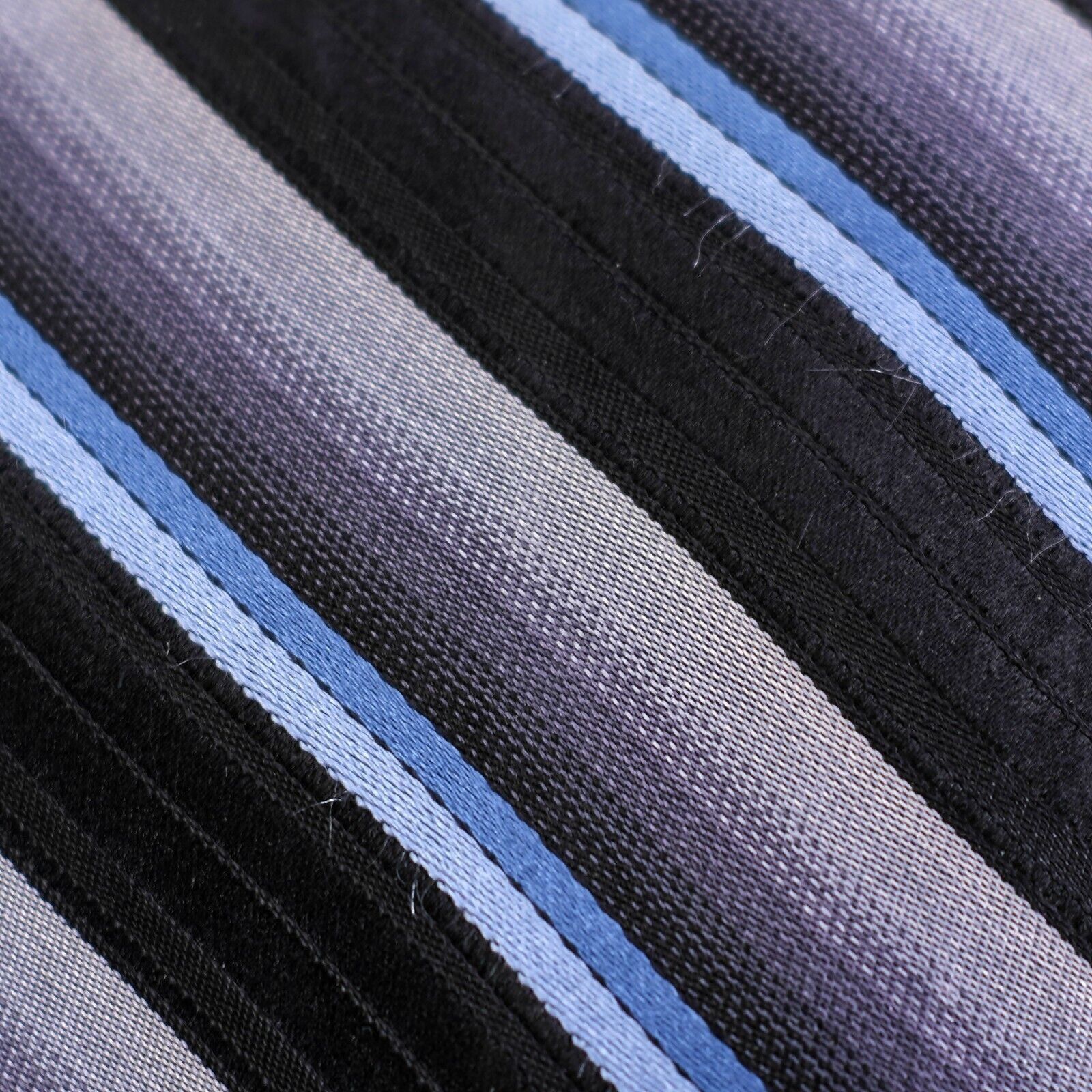 Designer Paul Dione Black Blue Gray Striped Woven Silk Tie Size ONE SIZE - 2 Thumbnail