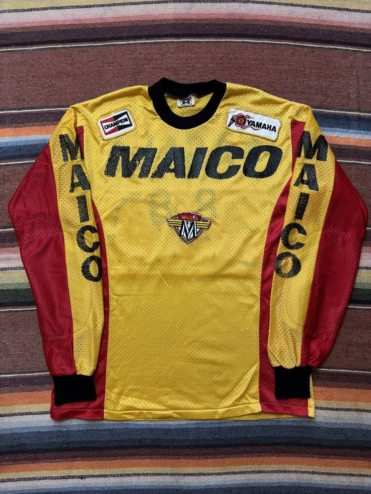 Vintage Vintage 1970's Maico Motorcycle Racing Jersey Shirt Size US L / EU 52-54 / 3 - 1 Thumbnail