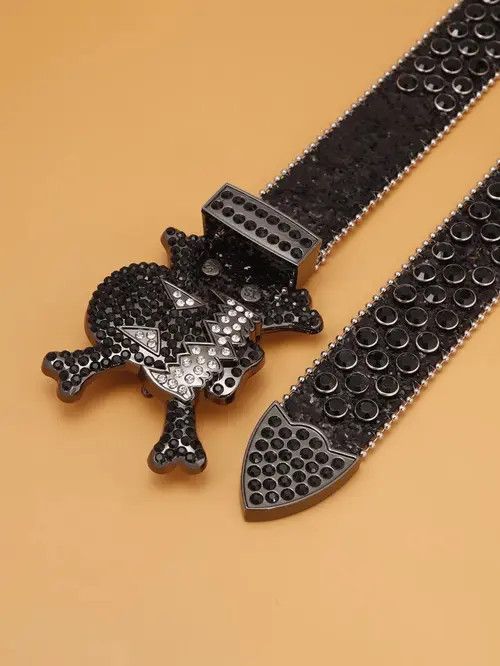 Other Rhinestone Skull Halloween Belt Size ONE SIZE - 2 Thumbnail