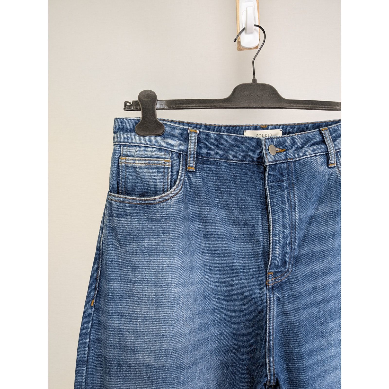 Studio Nicholson o1rshd1 Cropped Curved Leg Denim Jean in Wash Indigo Size US 34 / EU 50 - 4 Thumbnail