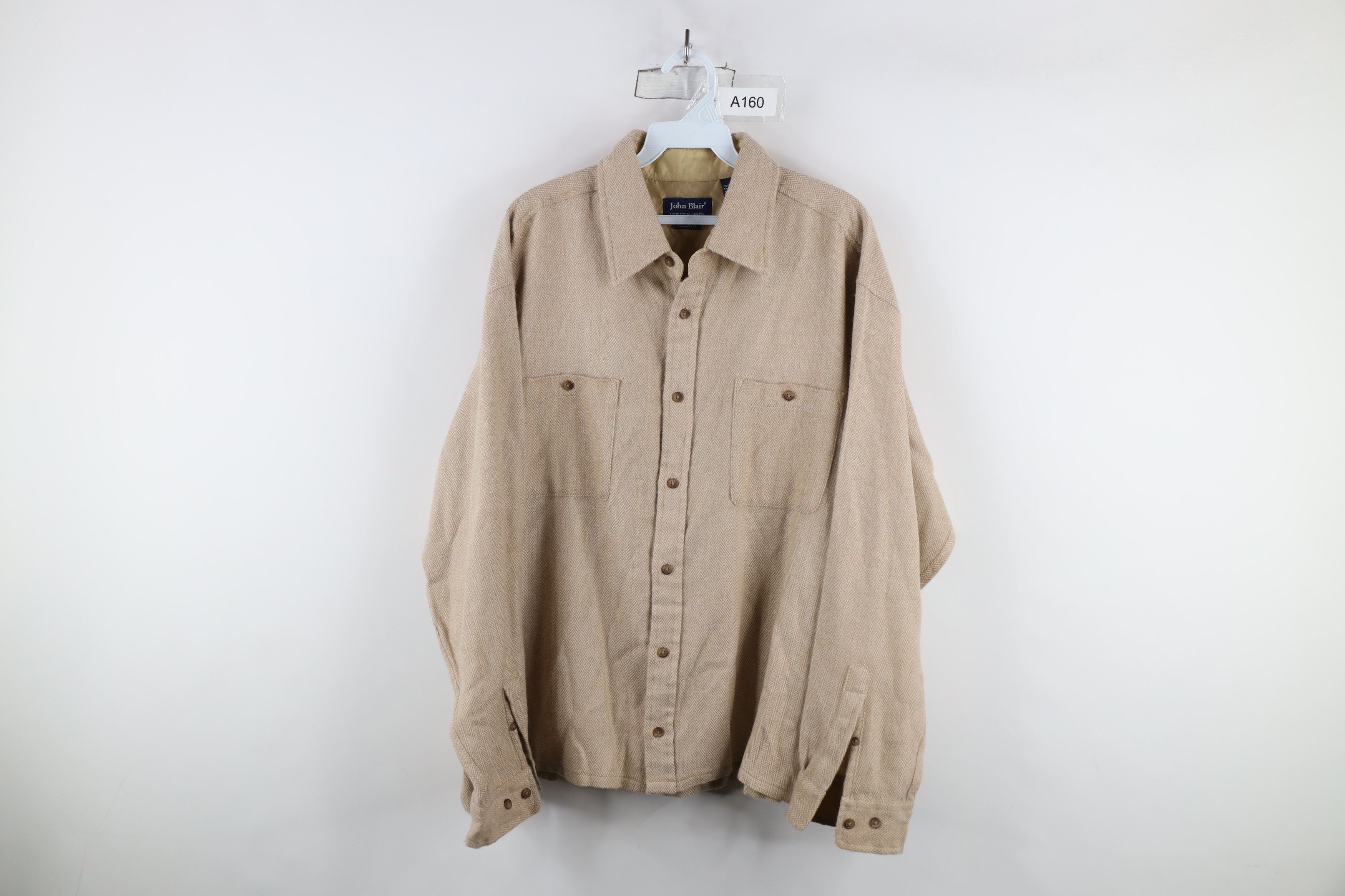 Vintage Vintage 90s Streetwear Herringbone Collared Button Shirt Size US XL / EU 56 / 4 - 1 Thumbnail