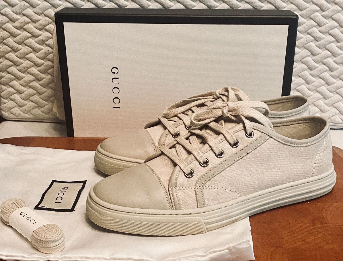 Gucci Gucci 🇮🇹 Women's GG Cement Kanvas/Leather Captoe Sneakers 39 Size US 9 / IT 39 - 17 Thumbnail