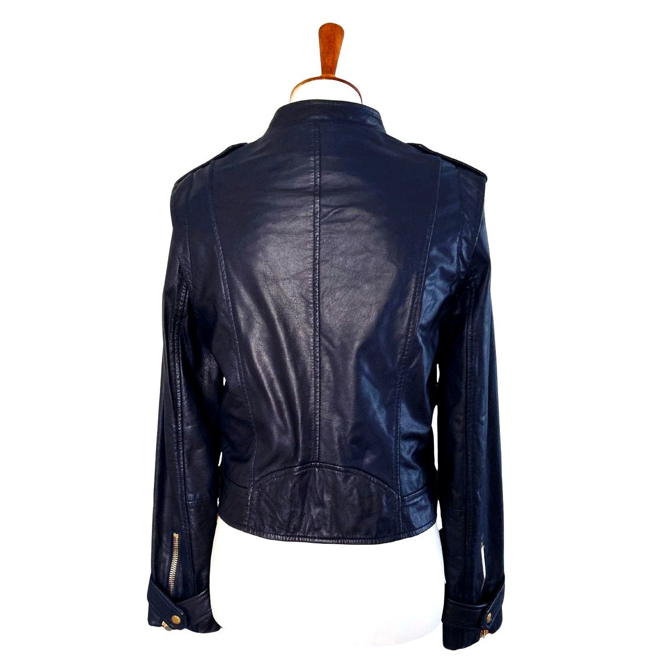 Other Kookai Paris Genuine Leather Biker Jacket Navy New With Tags Size M / US 6-8 / IT 42-44 - 7 Thumbnail