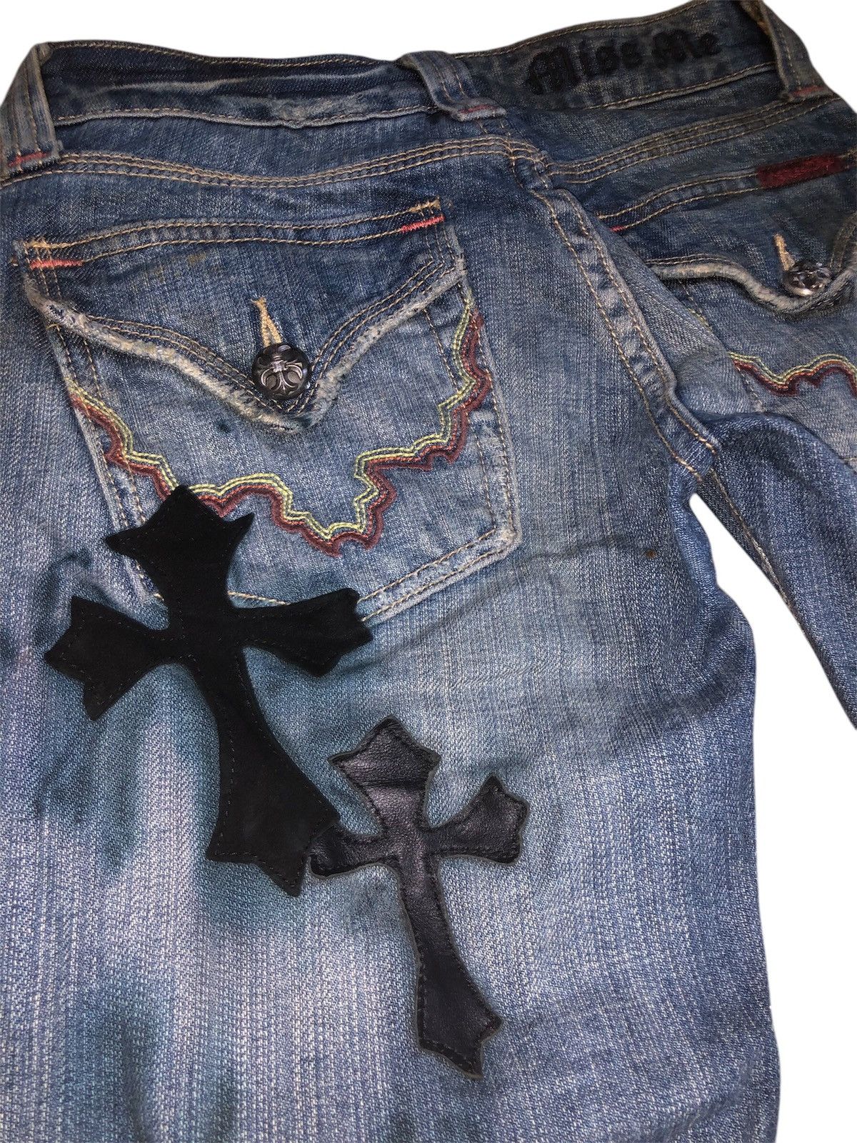Designer × Japanese Brand × Miss Me Vintage Miss Me Denim Jeans Leather Cross Patches Size 28" / US 6 / IT 42 - 17 Thumbnail