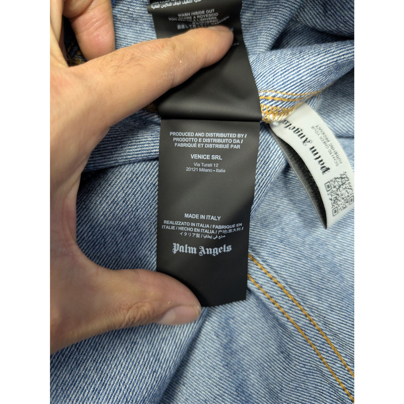 Palm Angels o1rshd1 Indigo Track Denim Jacket in Light Blue / White Size US L / EU 52-54 / 3 - 21 Thumbnail