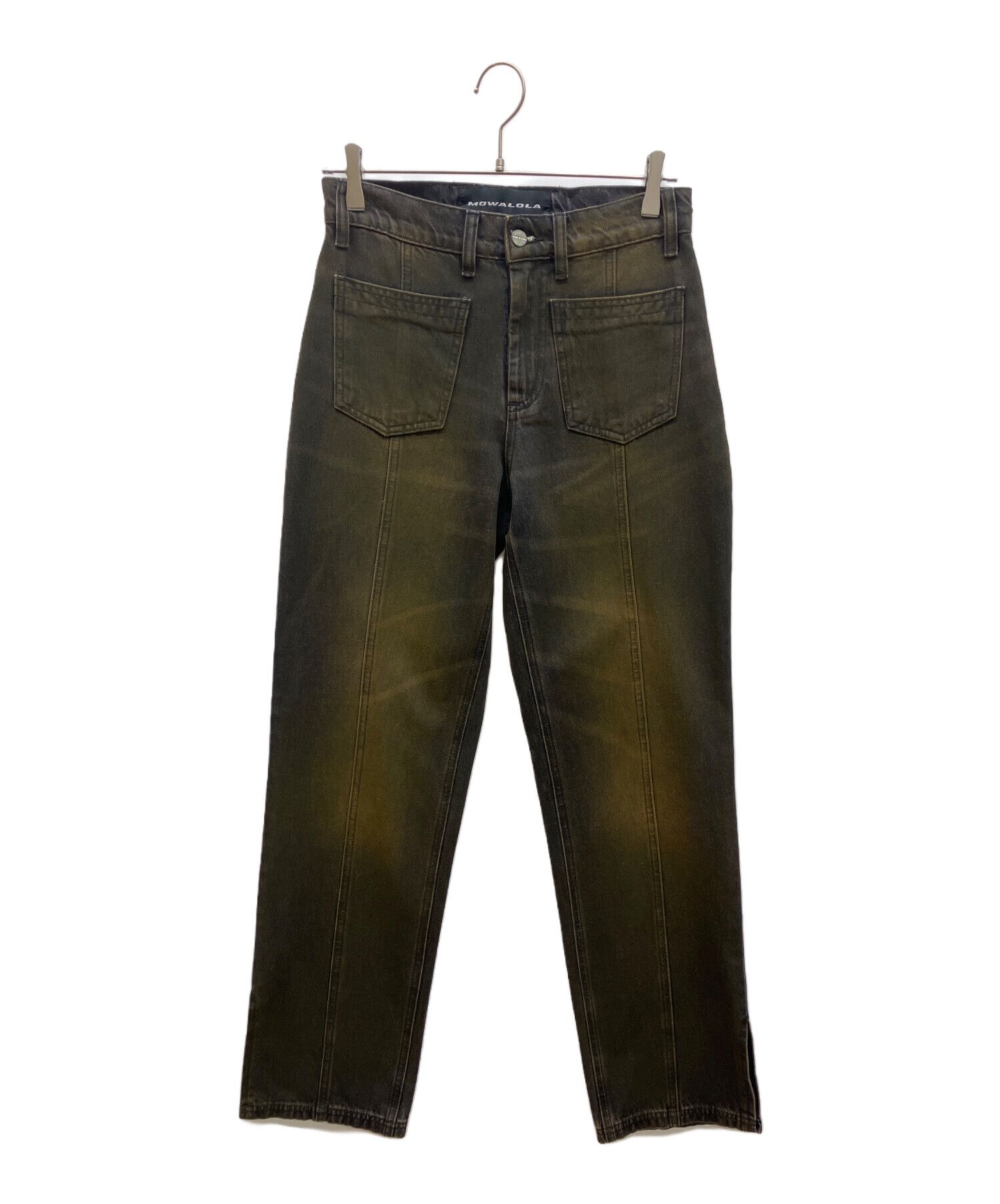 Mowalola MOWALOLA Coated Denim Pants Black 28 Size US 29 - 1 Thumbnail