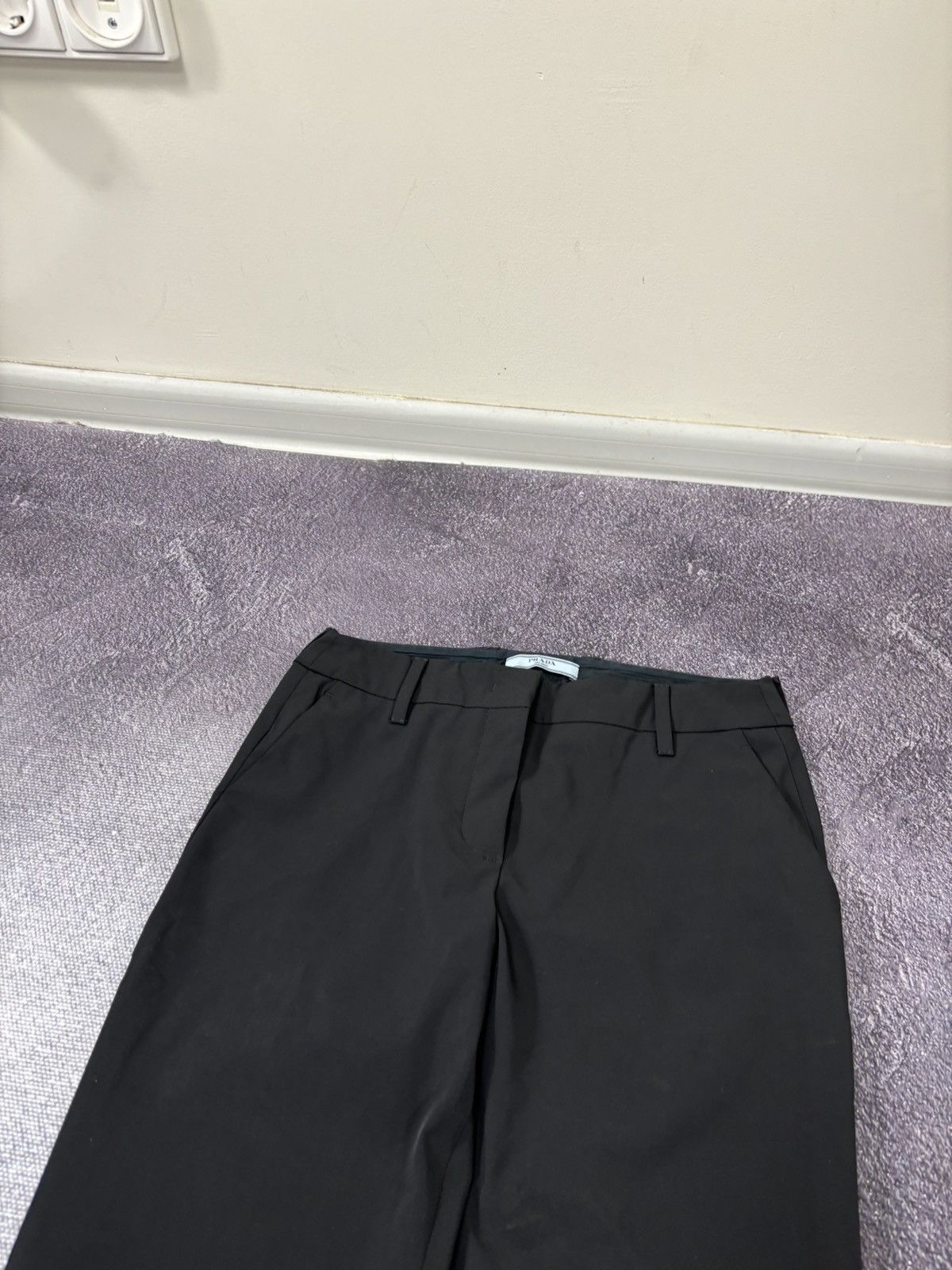Prada Prada Women’s Black Tab Tailored Luxury Wool Blend Pants Size 28" / US 6 / IT 42 - 7 Thumbnail