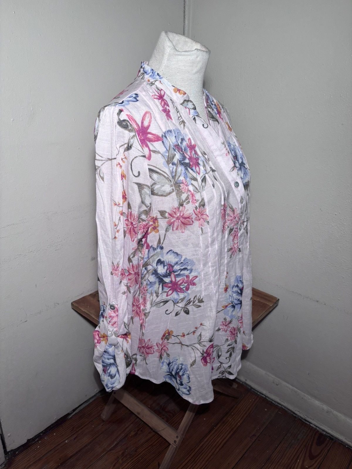 Other Zac & Rachel Linen Floral Blouse Size L / US 10 / IT 46 - 4 Thumbnail