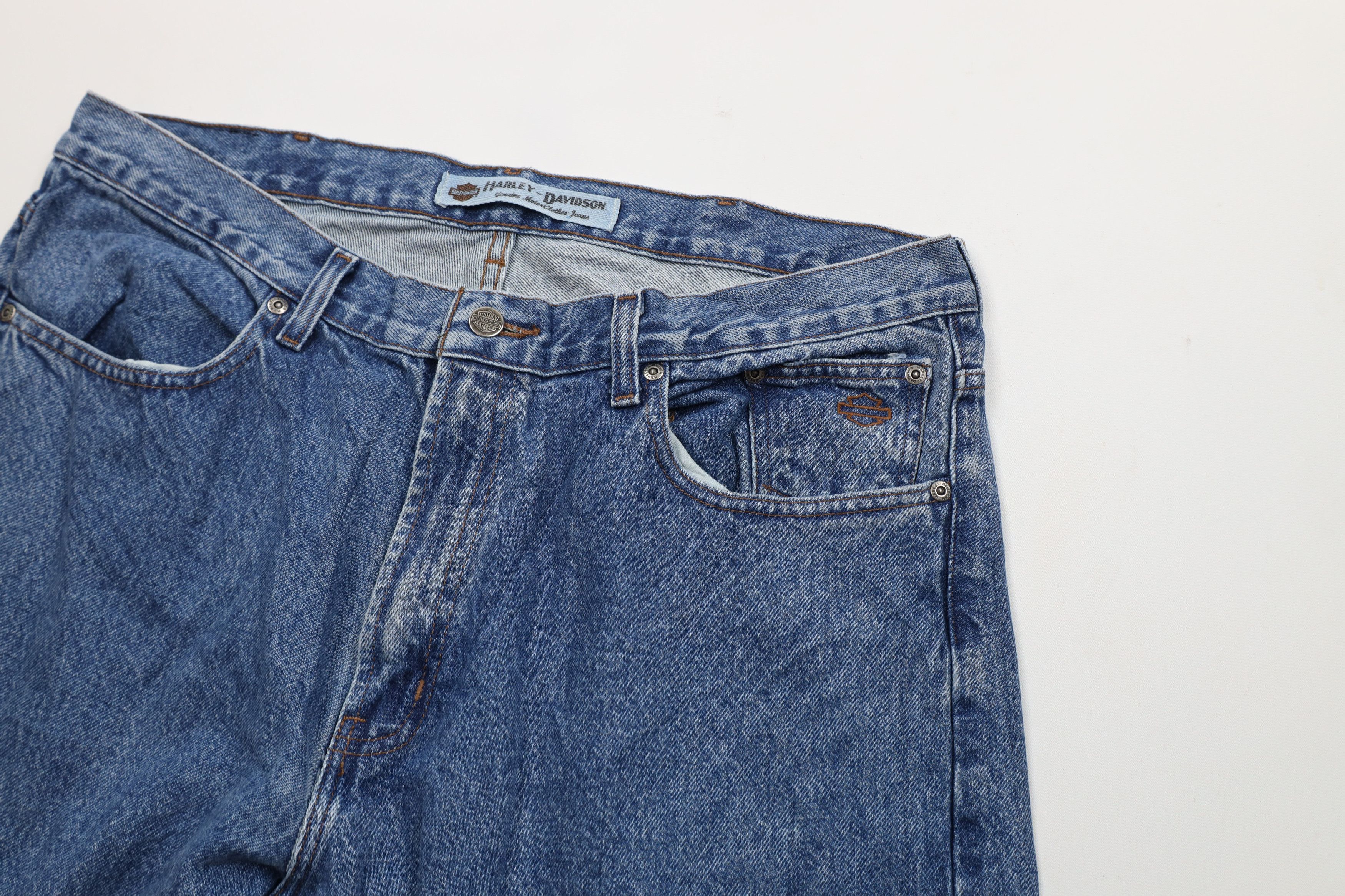Harley Davidson × Vintage Vintage 90s Harley Davidson Baggy Wide Leg Denim Jeans Blue Size US 38 / EU 54 - 7 Thumbnail
