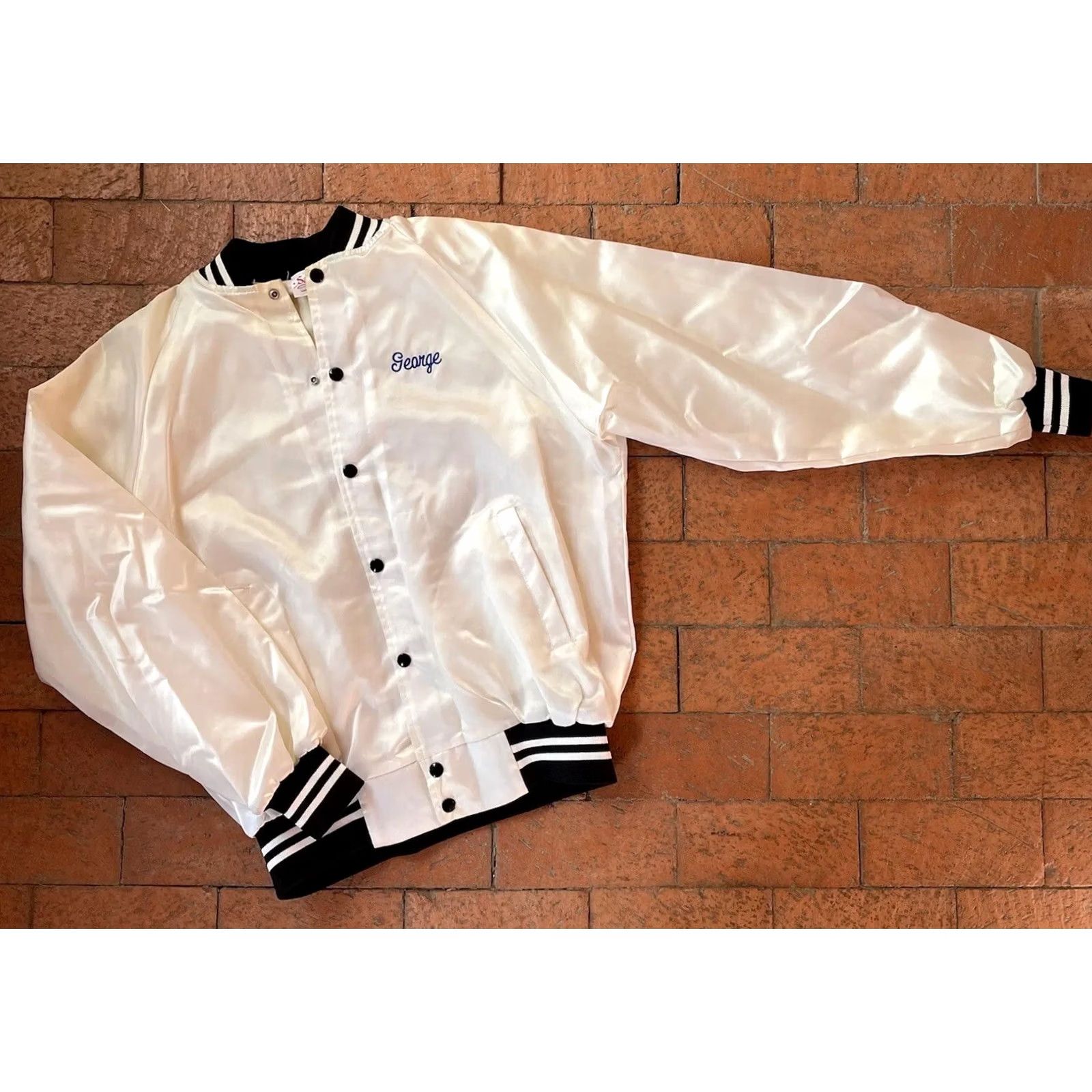J Brand VINTAGE Satins Brand Button Up Jacket White Large Satin Coat Made In USA INTEL Jacket Size US L / EU 52-54 / 3 - 5 Thumbnail