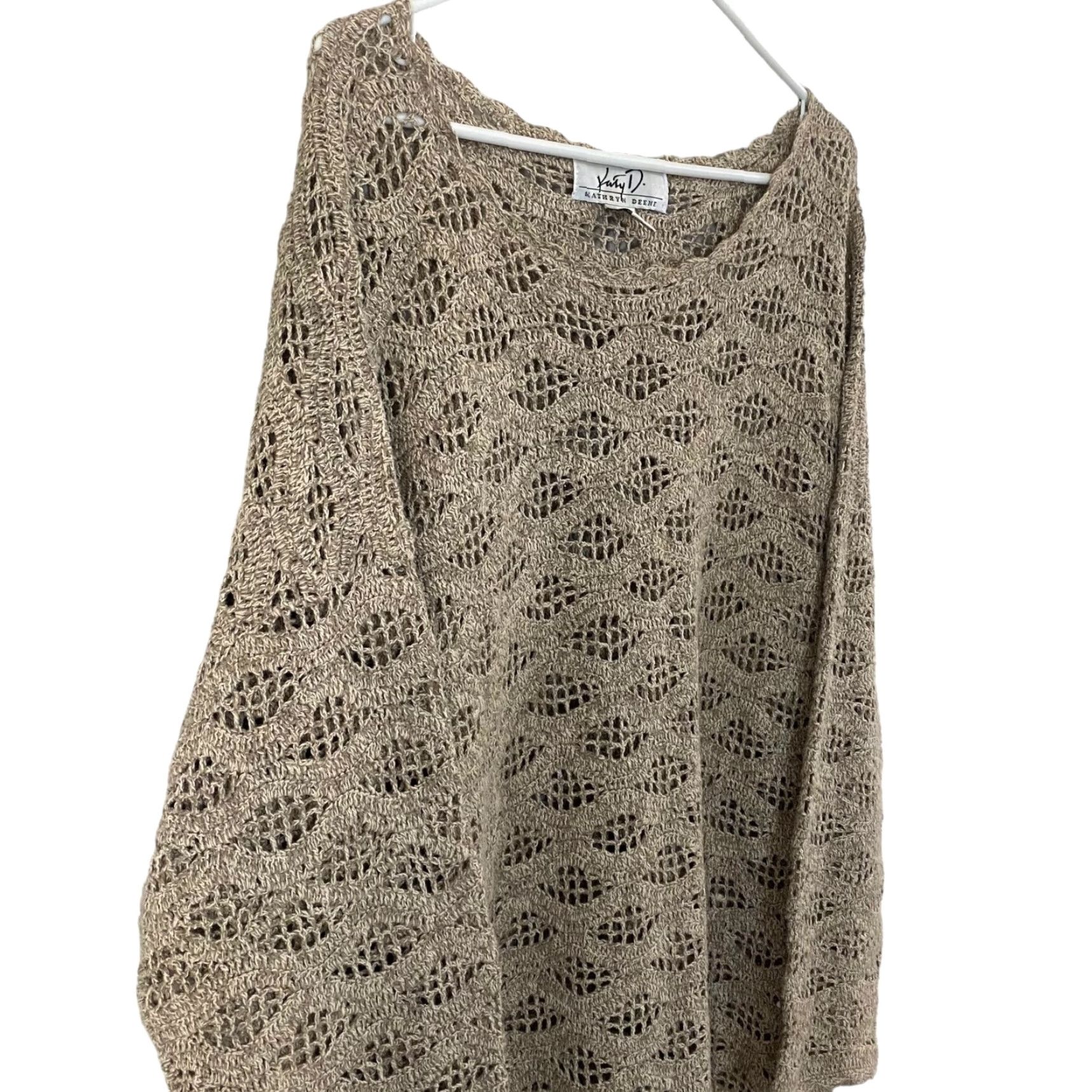 Vintage VINTAGE Kathryn Deene Crochet Knit Sweater Women’s Plus Size 22 Tan Pullover Breathable Casual Size 3XL / US 20-22 - 5 Thumbnail