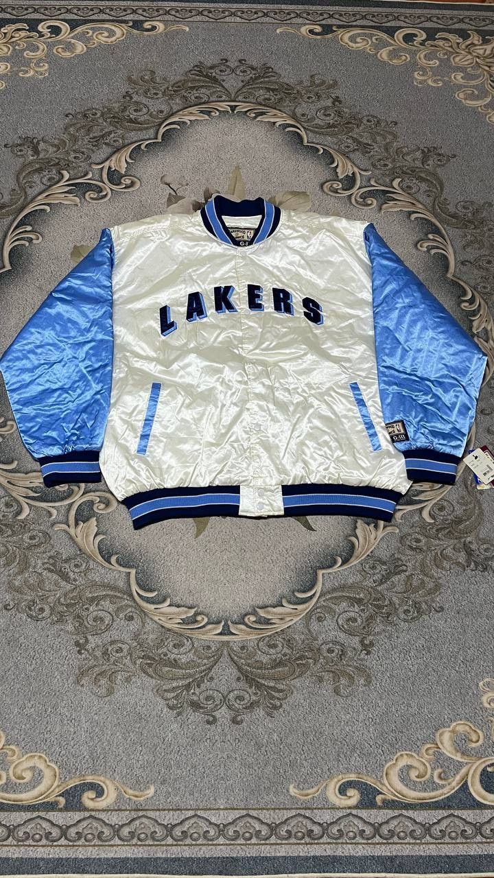 NBA × Vintage NBA Lakers Satin Bombers Jacket Hardwood Classic Carl Banks Size US XXL / EU 58 / 5 - 1 Thumbnail