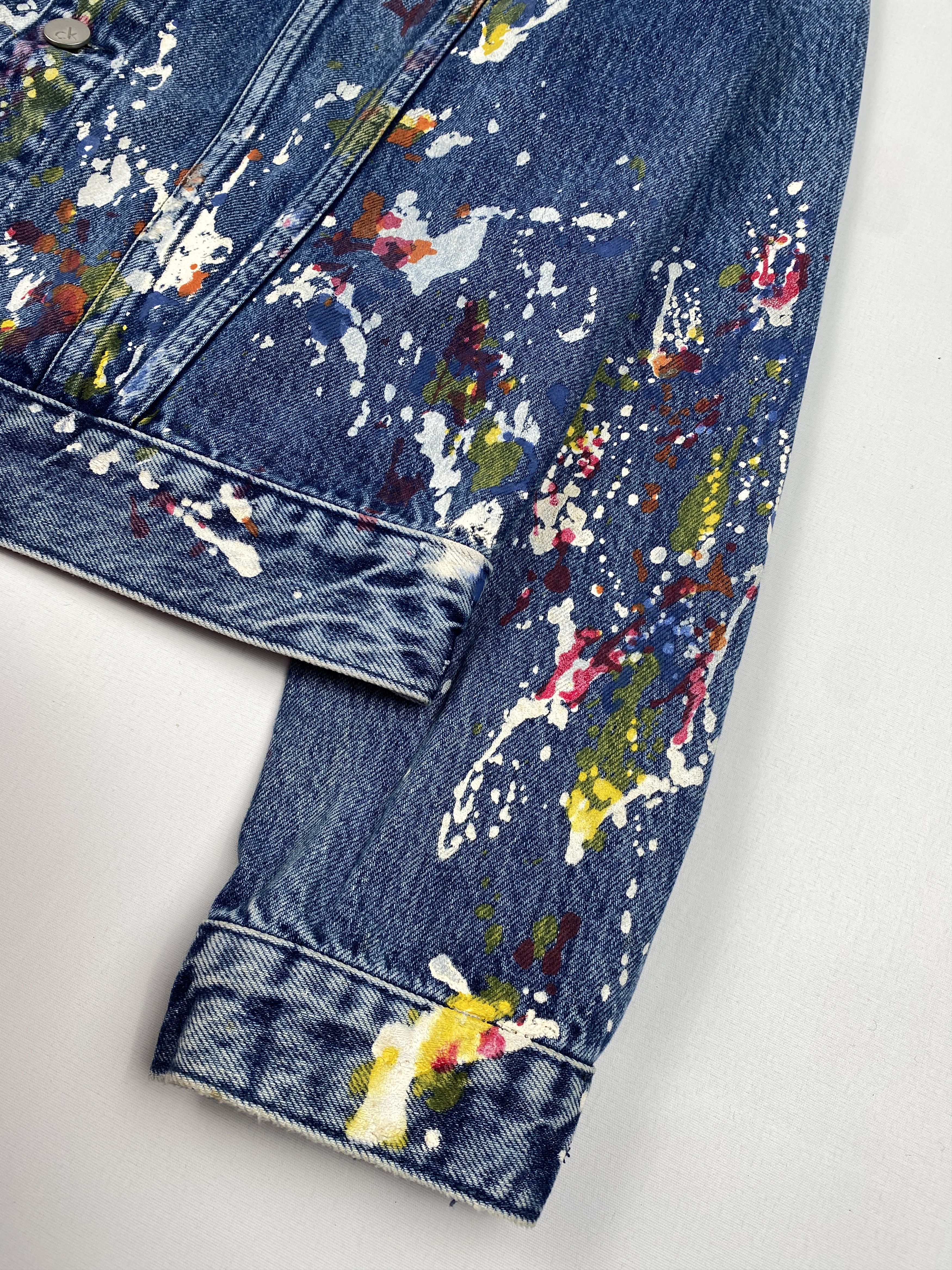 Calvin Klein Raf Simons 2014 Paint Splattered Denim Jacket Size US M / EU 48-50 / 2 - 10 Thumbnail