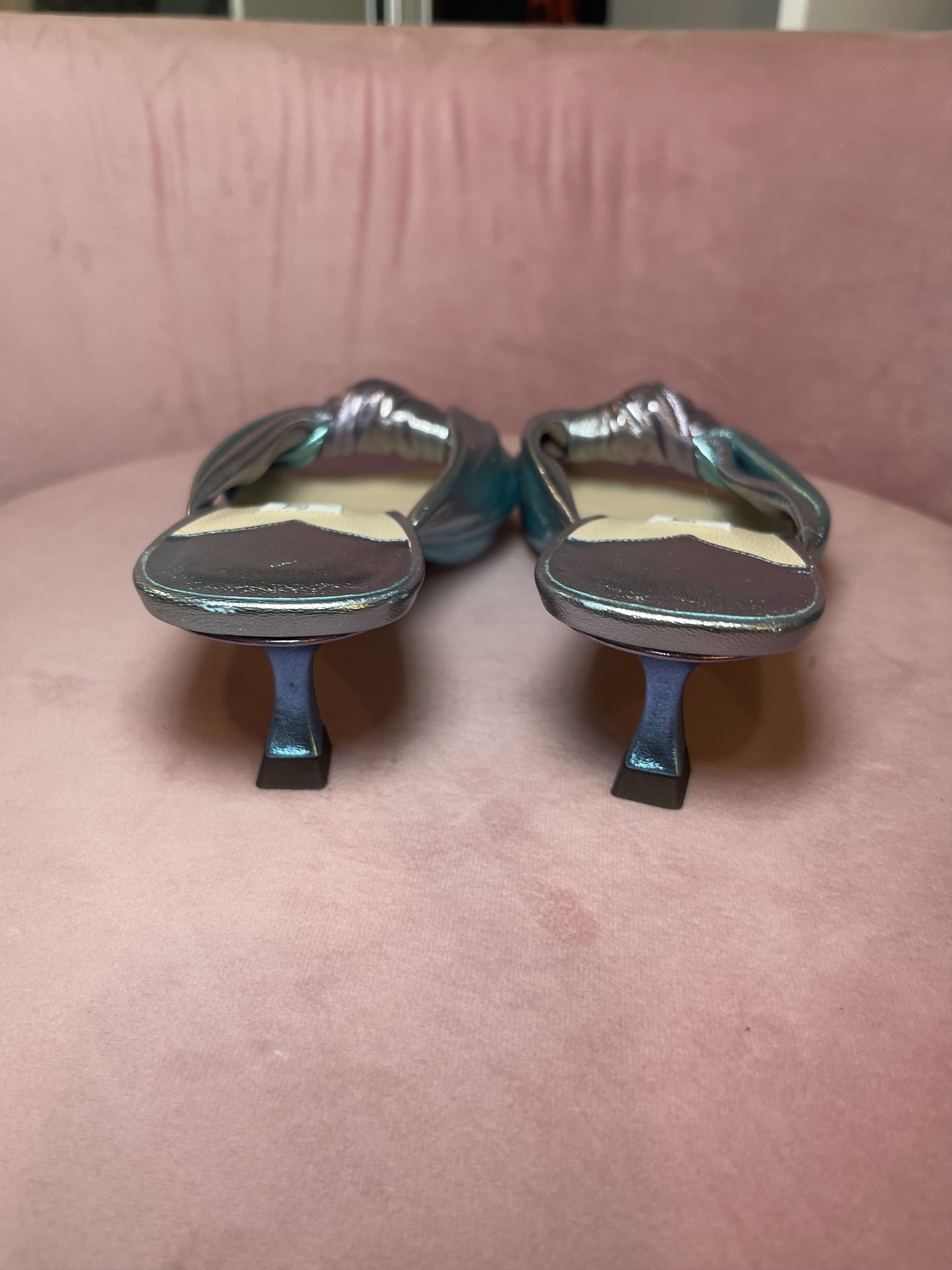 Jimmy Choo Jimmy Choo Avenue Ombre Blue Sandal Mules Kitten Heel Size US 4.5 / IT 34.5 - 4 Thumbnail
